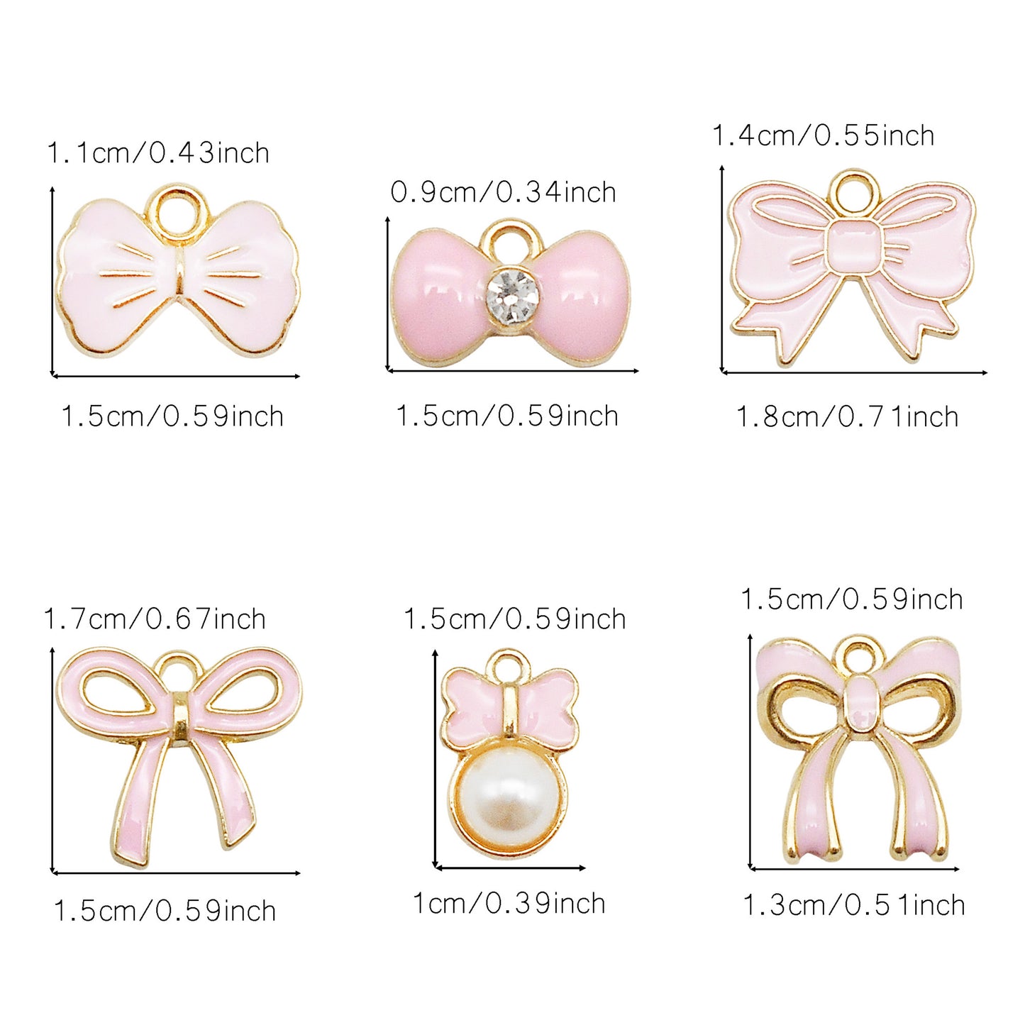 1 Box of 60Pcs Metal Alloy Bow Charms Enamel Bowknot Pendants for Jewelry Necklace Bracelet Earring Making Accessories DIY Crafts Decoration