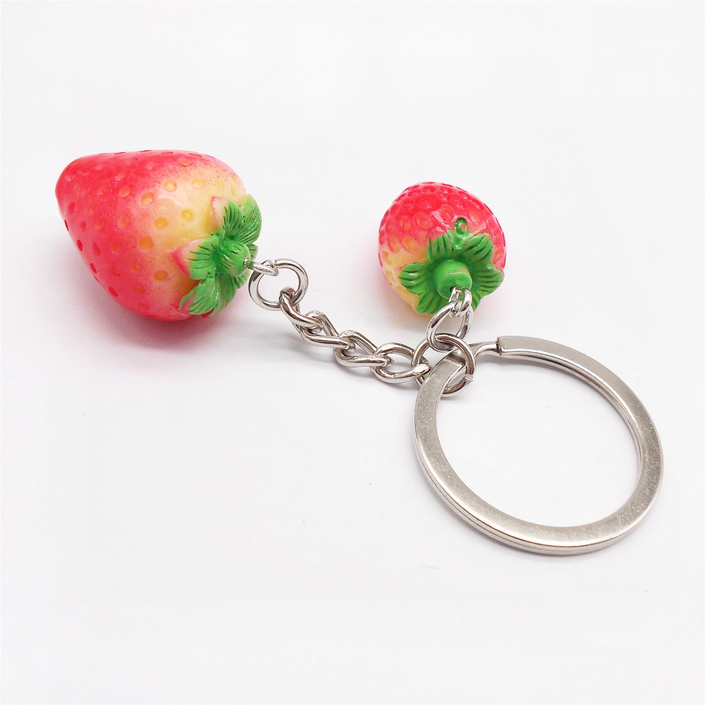 1 Piece Handmade Resin Strawberry Charms with Lobster Clasp 3D Fruit Pendants Keychain Keyring Dangle Jewelry Making Accessories