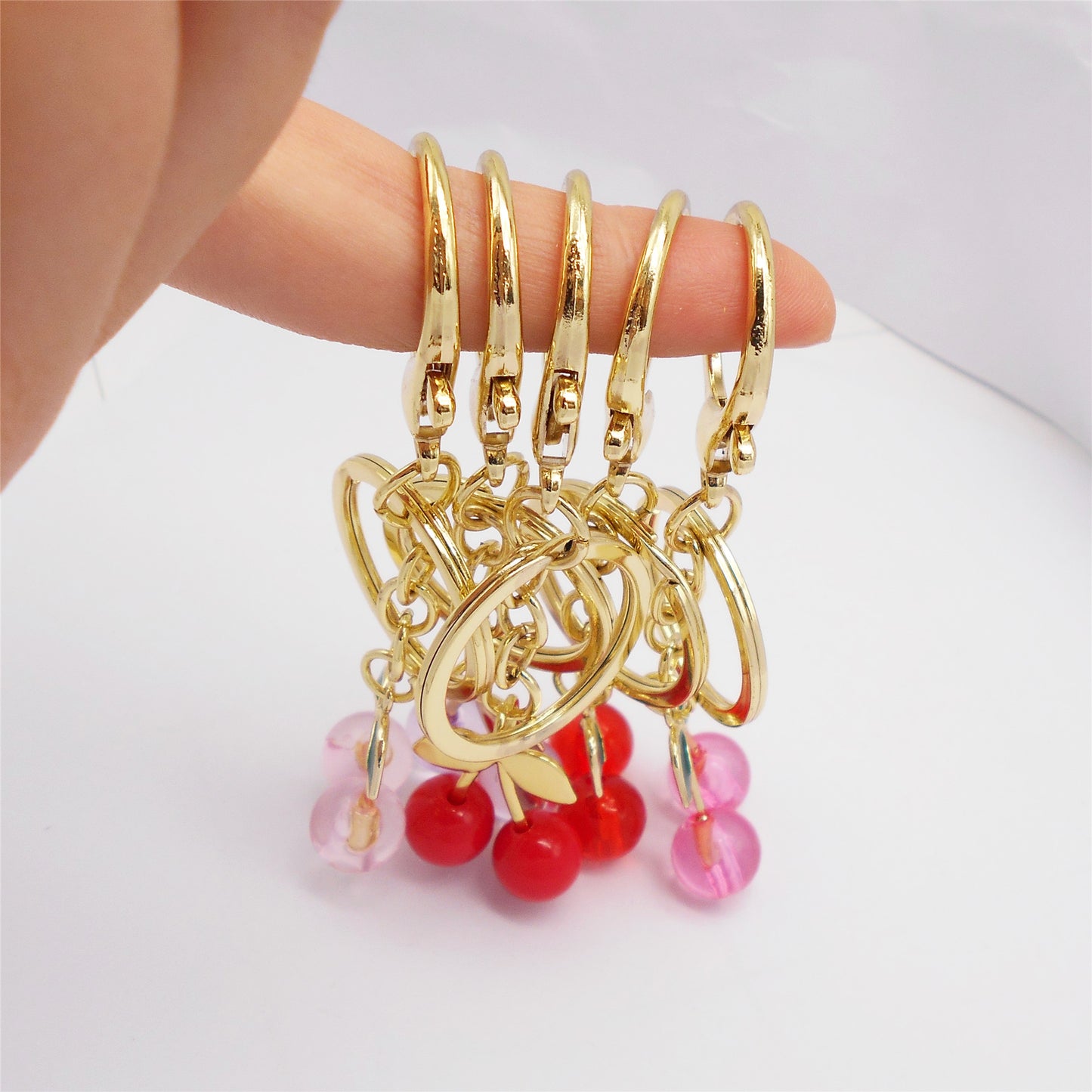 1/5pcs Alloy Cherry Pendants with Clasps Cute Shoe Charms Keychains Dangles Jewelry Making Accessories Bags Purses Clothes Decoration