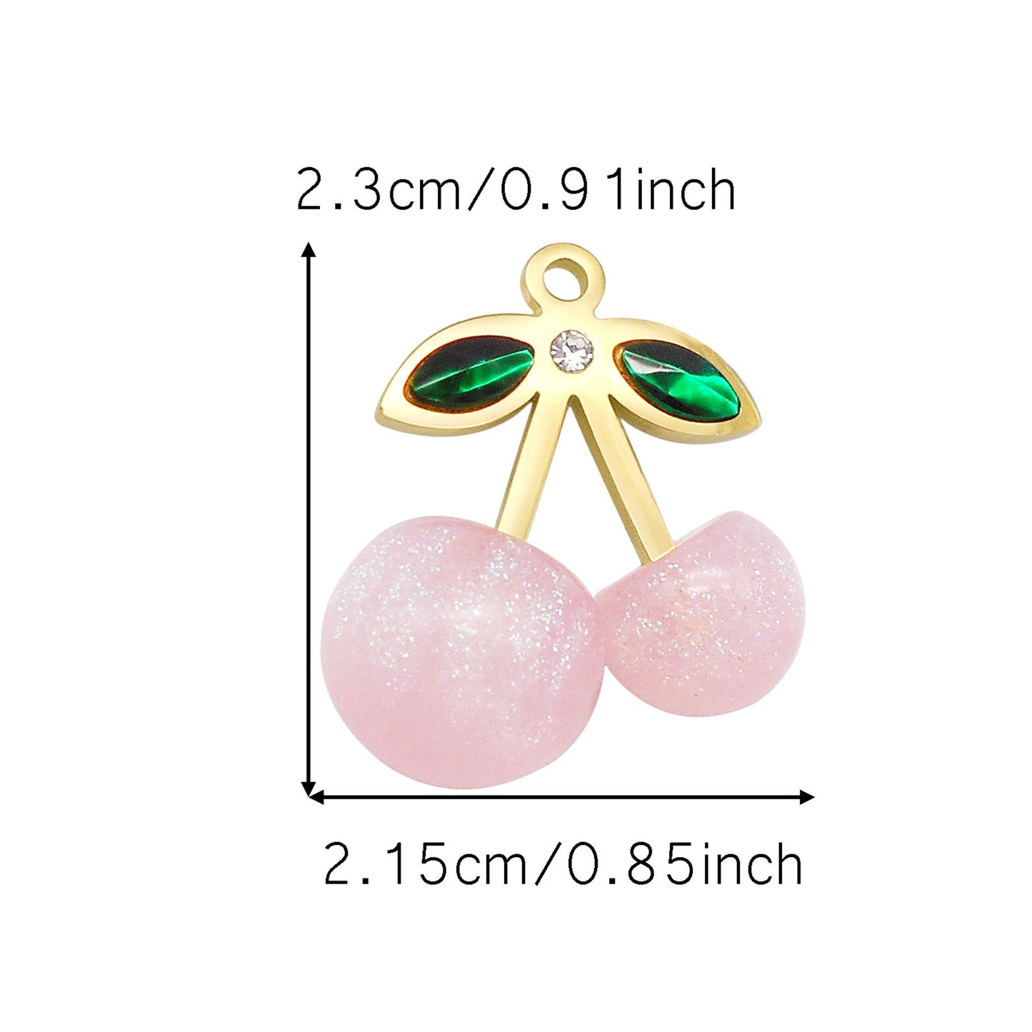 1/3pcs 23*21.5mm Acrylic Cherry Charms with Stainless Steel Leaf 3D Fruit Pendants for Jewelry Necklace Bracelet Earring Making Accessories DIY Crafts Decoration