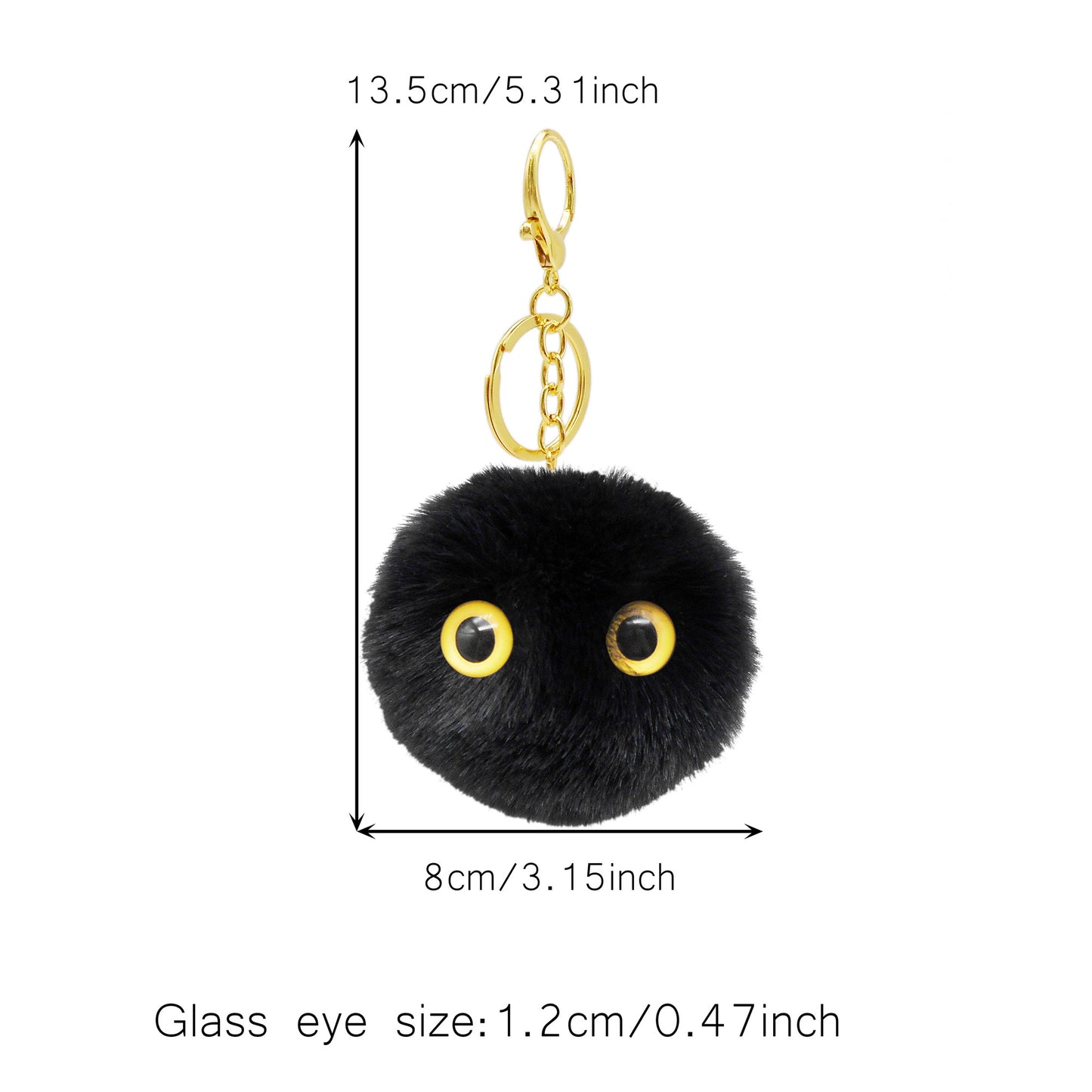 2pcs Handmade Black&Grey Fluffy Ball Charms with Clasps&Eyes Cabochons, Faux Rabbit Fur Pom pom Pendants Keychain Dangle Jewelry Making Supplies Bags Purses Clothes Hanging Decoration