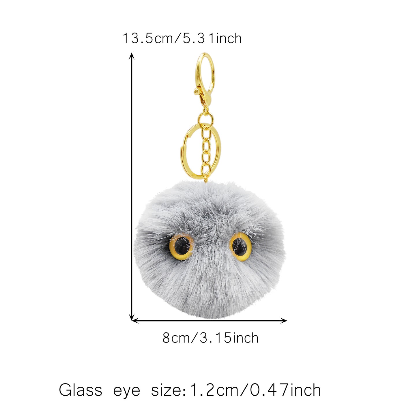 2pcs Handmade Black&Grey Fluffy Ball Charms with Clasps&Eyes Cabochons, Faux Rabbit Fur Pom pom Pendants Keychain Dangle Jewelry Making Supplies Bags Purses Clothes Hanging Decoration
