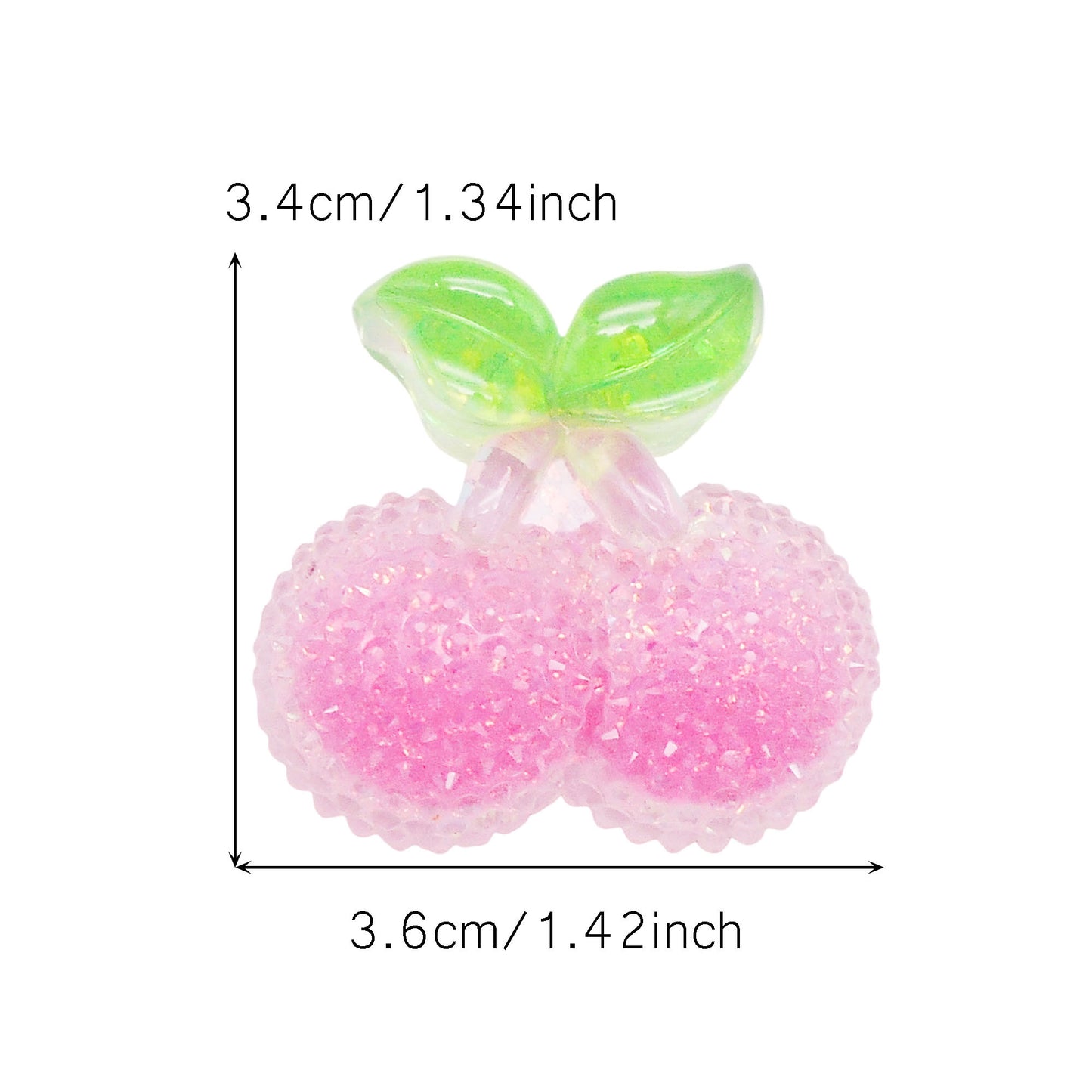 9pcs Sparkling Resin Cherry Cabochons Flat Back 3D Fruit Embellishment for Shoe Charms Making Jewelry Supplies Hair Clip Crafts Decor