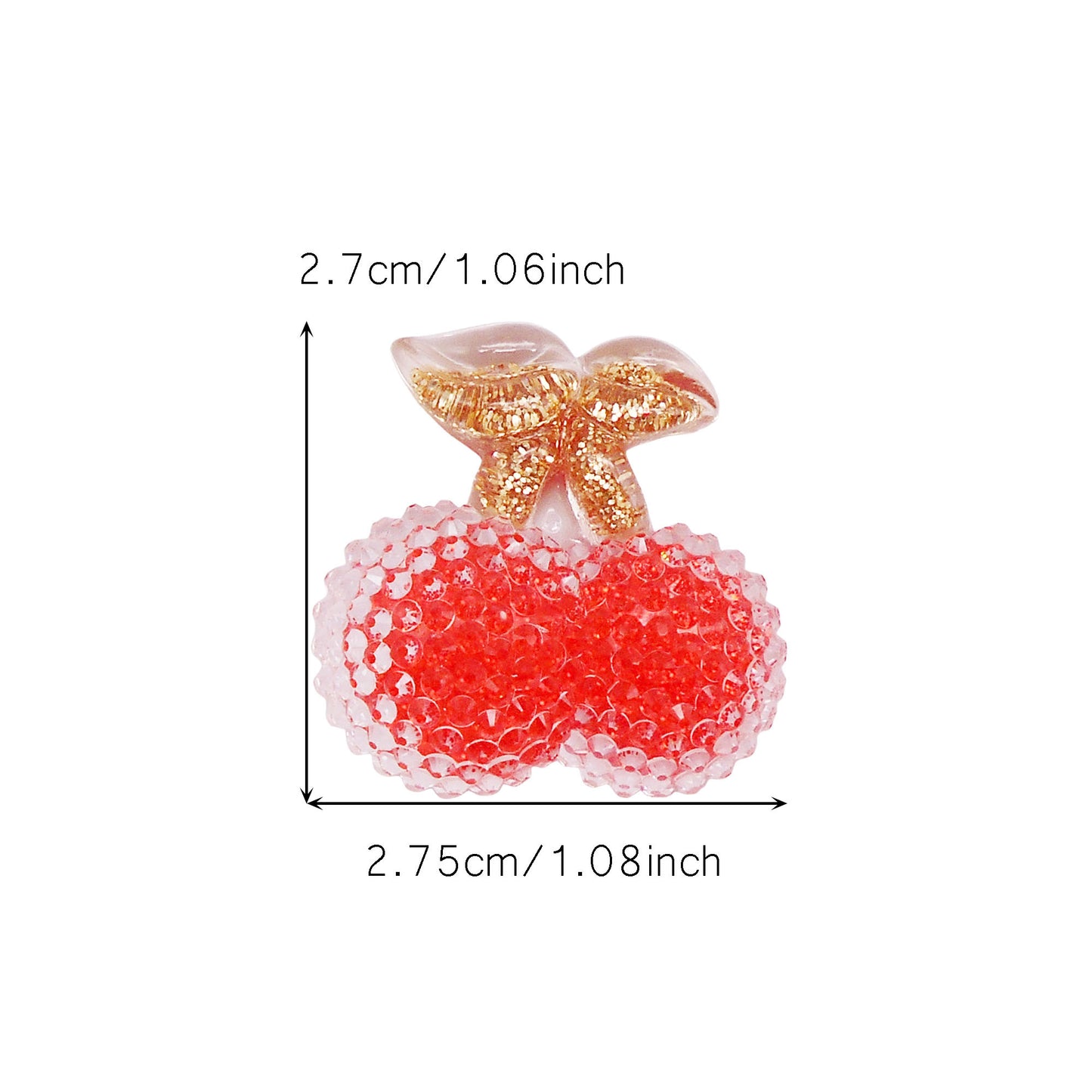 9pcs Sparkling Resin Cherry Cabochons Flat Back 3D Fruit Embellishment for Shoe Charms Making Jewelry Supplies Hair Clip Crafts Decor