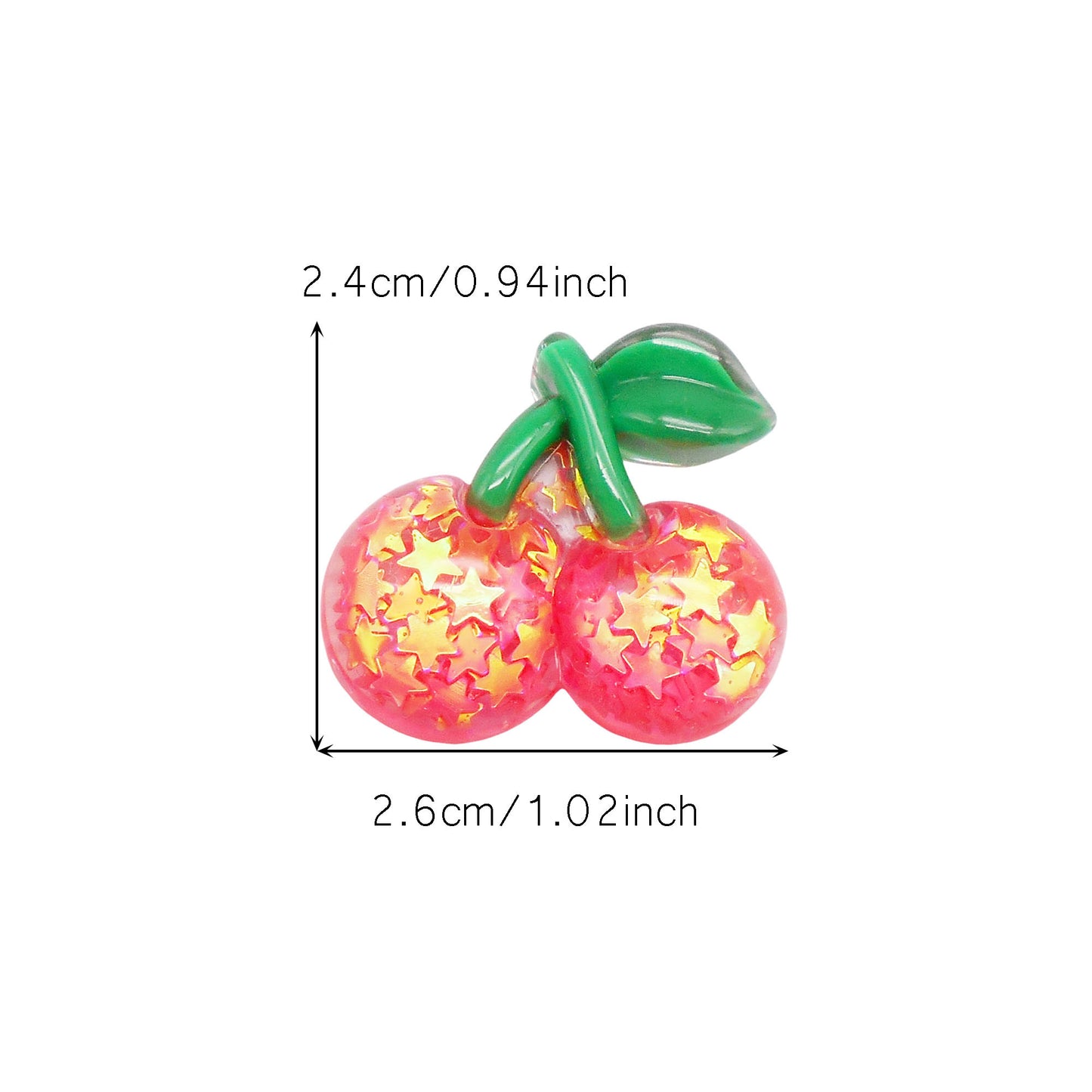 9pcs Sparkling Resin Cherry Cabochons Flat Back 3D Fruit Embellishment for Shoe Charms Making Jewelry Supplies Hair Clip Crafts Decor