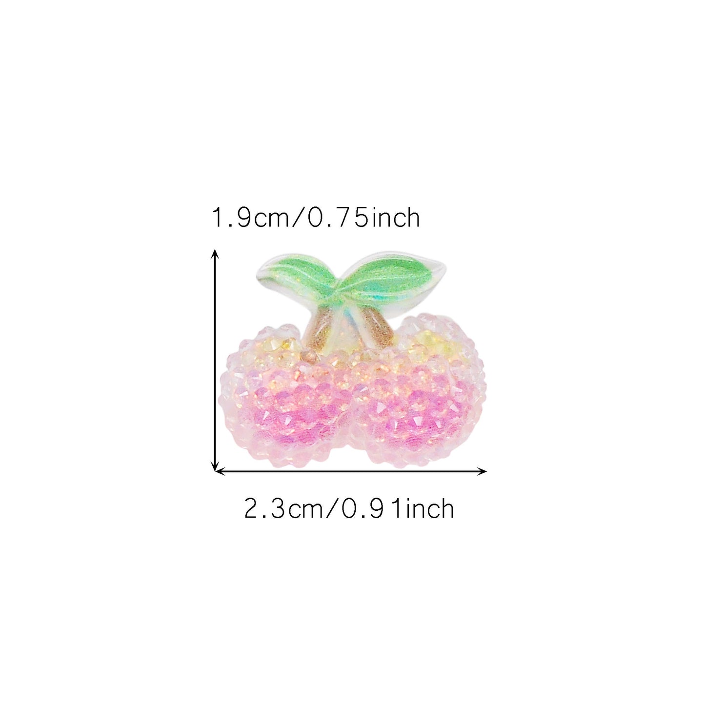 9pcs Sparkling Resin Cherry Cabochons Flat Back 3D Fruit Embellishment for Shoe Charms Making Jewelry Supplies Hair Clip Crafts Decor