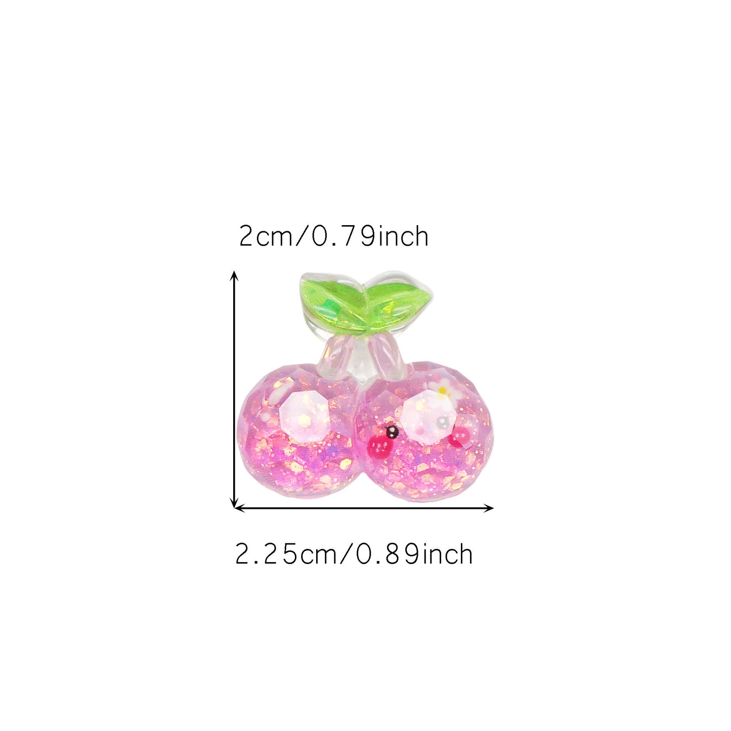 9pcs Sparkling Resin Cherry Cabochons Flat Back 3D Fruit Embellishment for Shoe Charms Making Jewelry Supplies Hair Clip Crafts Decor