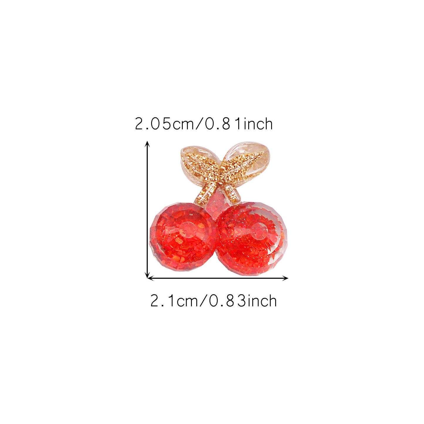 9pcs Sparkling Resin Cherry Cabochons Flat Back 3D Fruit Embellishment for Shoe Charms Making Jewelry Supplies Hair Clip Crafts Decor