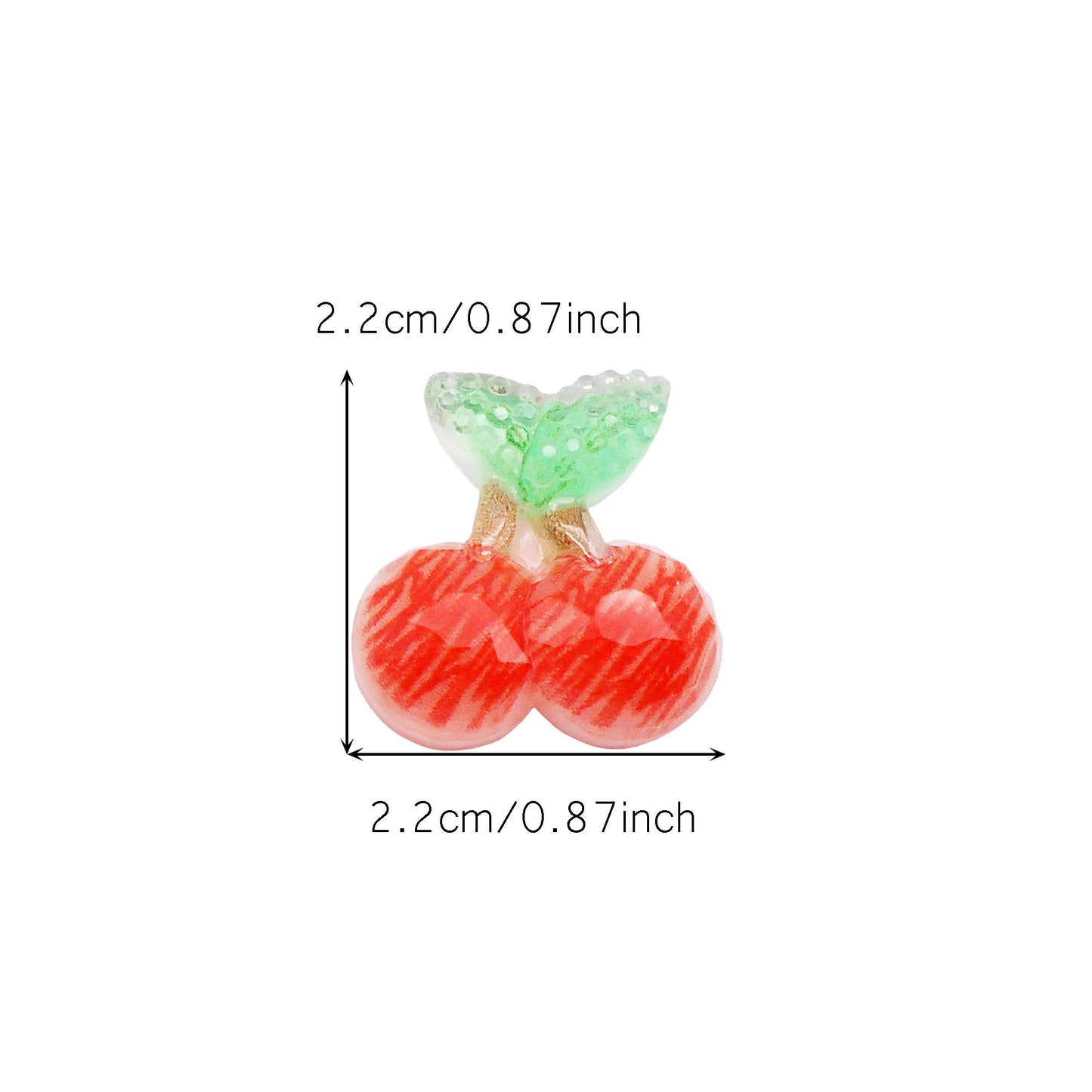 9pcs Sparkling Resin Cherry Cabochons Flat Back 3D Fruit Embellishment for Shoe Charms Making Jewelry Supplies Hair Clip Crafts Decor