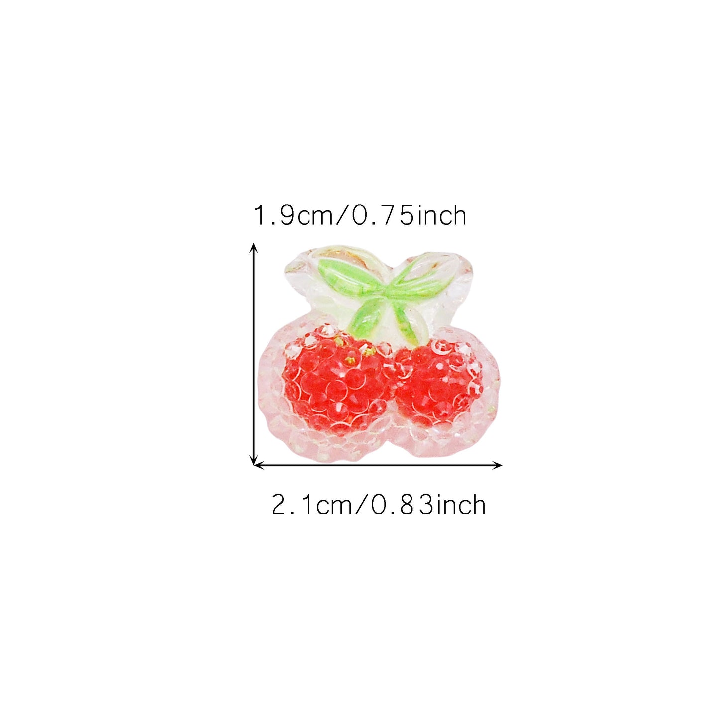 9pcs Sparkling Resin Cherry Cabochons Flat Back 3D Fruit Embellishment for Shoe Charms Making Jewelry Supplies Hair Clip Crafts Decor