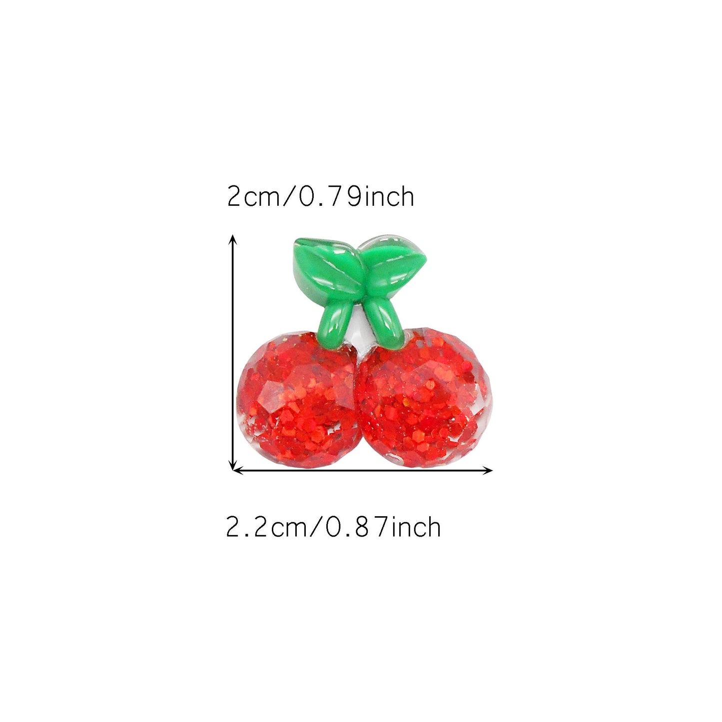 9pcs Sparkling Resin Cherry Cabochons Flat Back 3D Fruit Embellishment for Shoe Charms Making Jewelry Supplies Hair Clip Crafts Decor