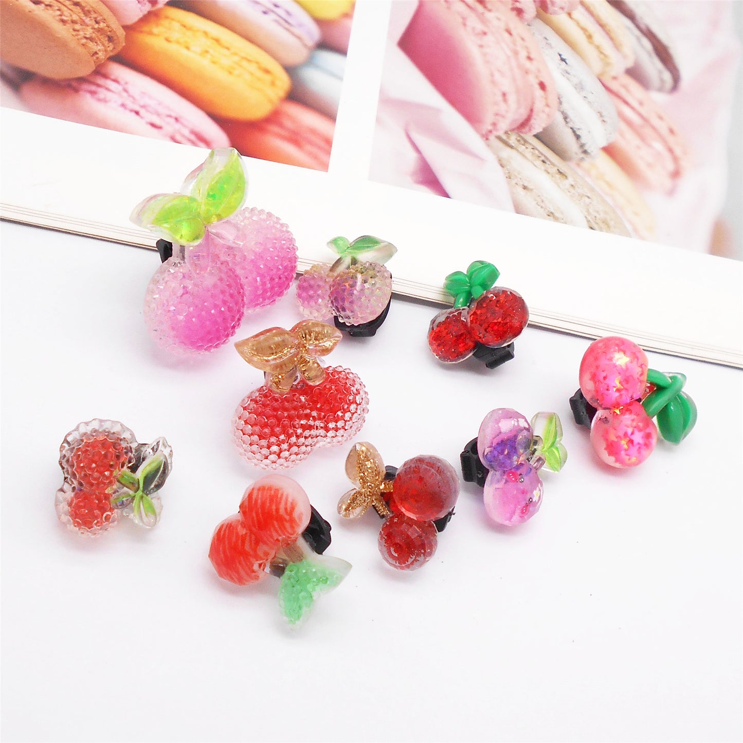 10pcs Sparkling Flat Back Cherry Shoe Charms 3D Resin Fruit Embellished Shoelace Clips Cute Shoe Buckles for Footwear Decor Personality Decoration