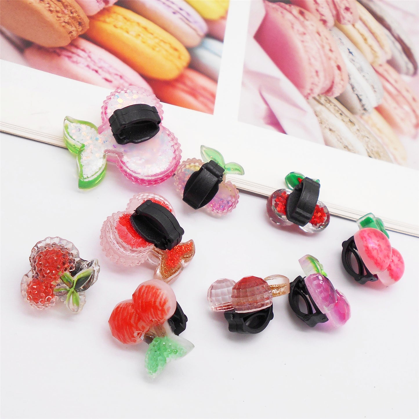 10pcs Sparkling Flat Back Cherry Shoe Charms 3D Resin Fruit Embellished Shoelace Clips Cute Shoe Buckles for Footwear Decor Personality Decoration