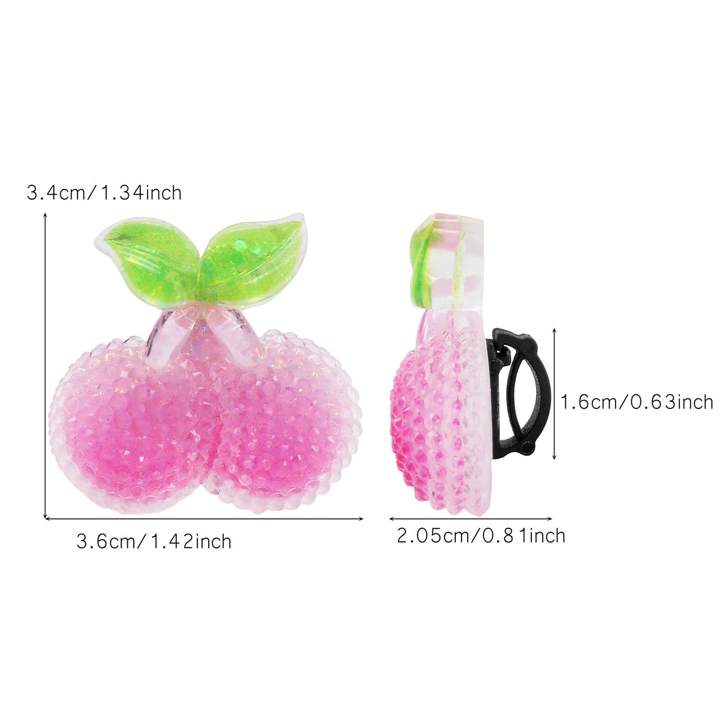 10pcs Sparkling Flat Back Cherry Shoe Charms 3D Resin Fruit Embellished Shoelace Clips Cute Shoe Buckles for Footwear Decor Personality Decoration
