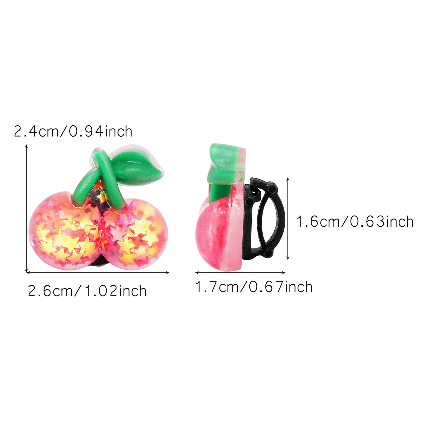 10pcs Sparkling Flat Back Cherry Shoe Charms 3D Resin Fruit Embellished Shoelace Clips Cute Shoe Buckles for Footwear Decor Personality Decoration