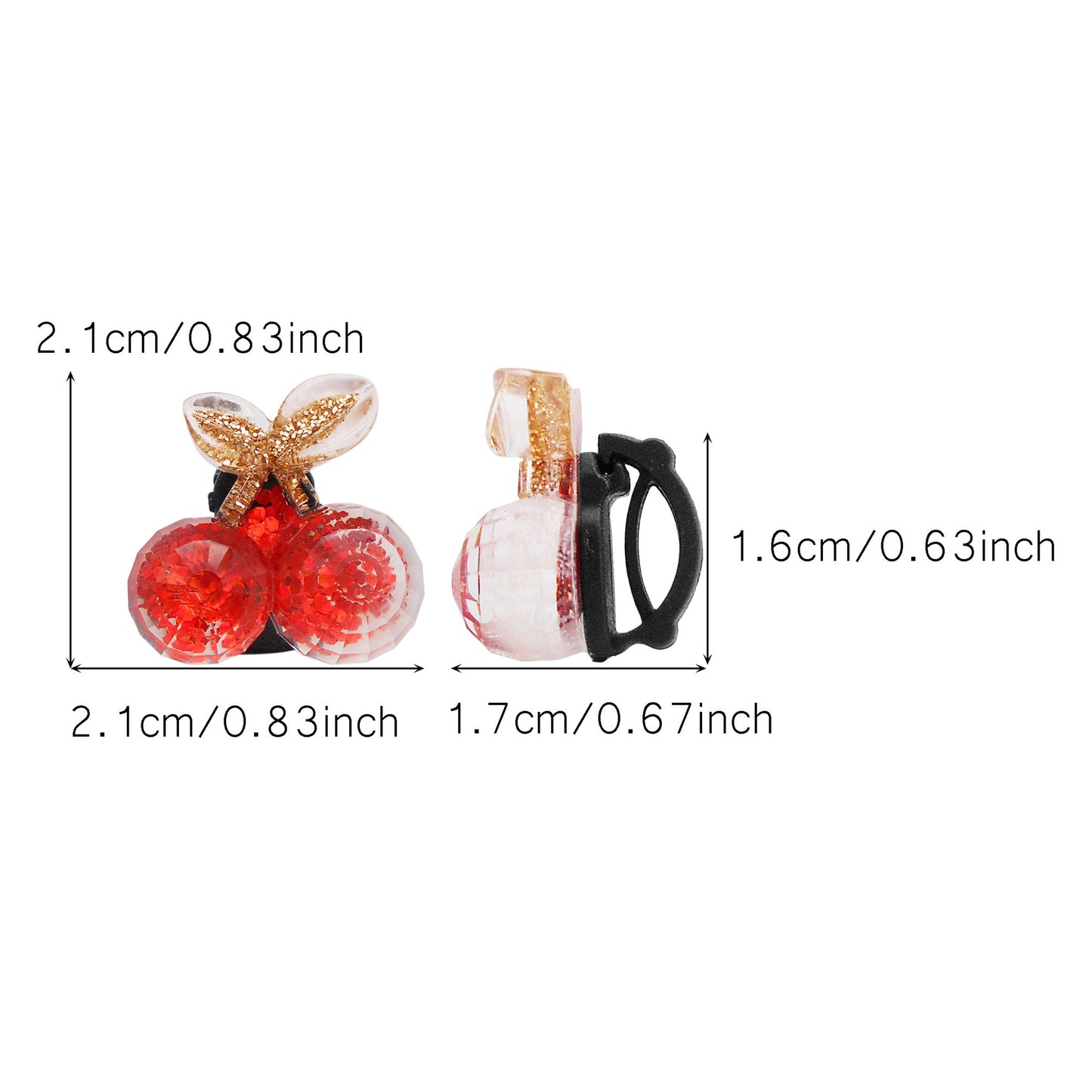 10pcs Sparkling Flat Back Cherry Shoe Charms 3D Resin Fruit Embellished Shoelace Clips Cute Shoe Buckles for Footwear Decor Personality Decoration