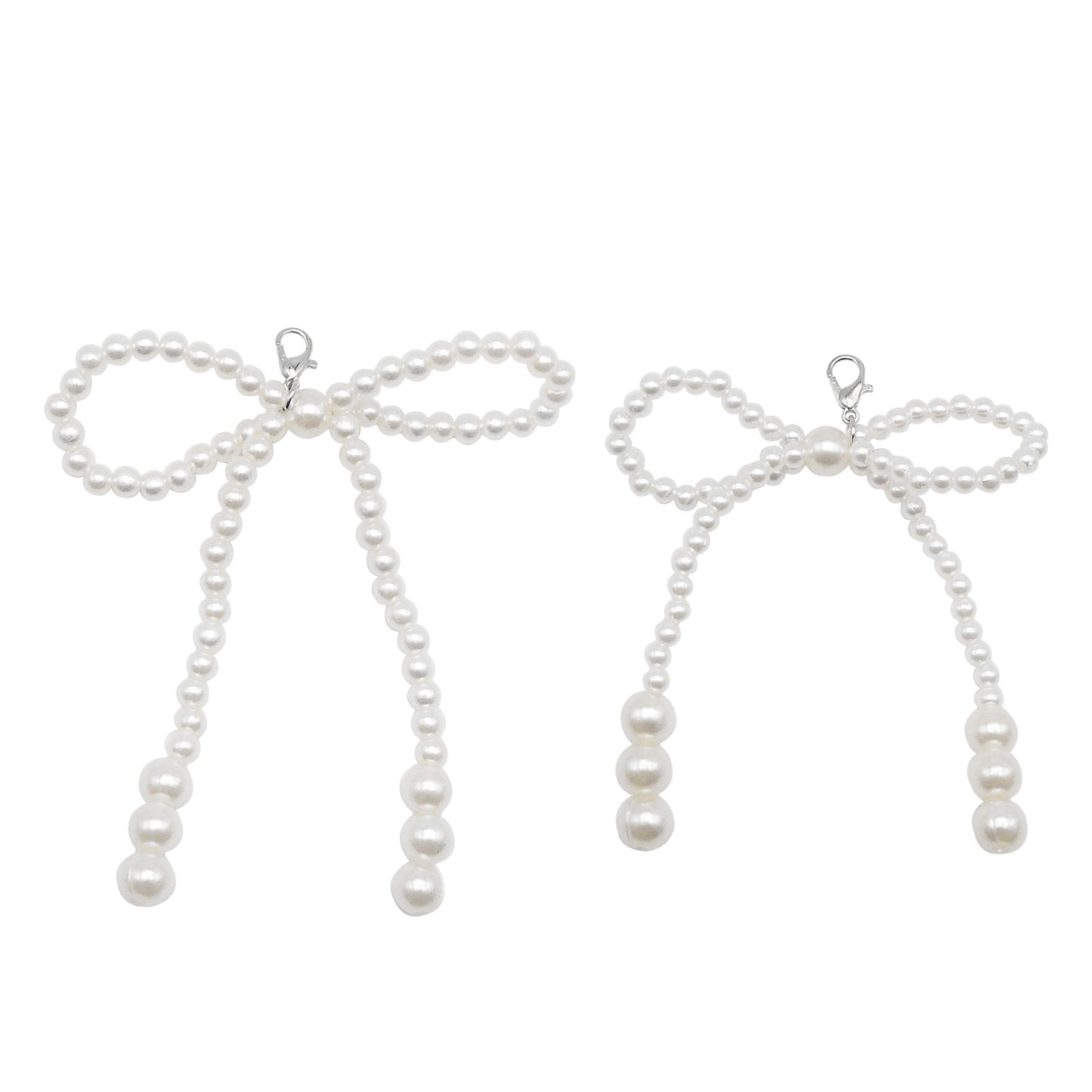 4pcs Handmade Imitation Pearl Bowknot Pendant with Lobster Clasp Shoe Charms Shoelace Clips Keychain Dangle Jewelry Making Accessories DIY Crafts Decor