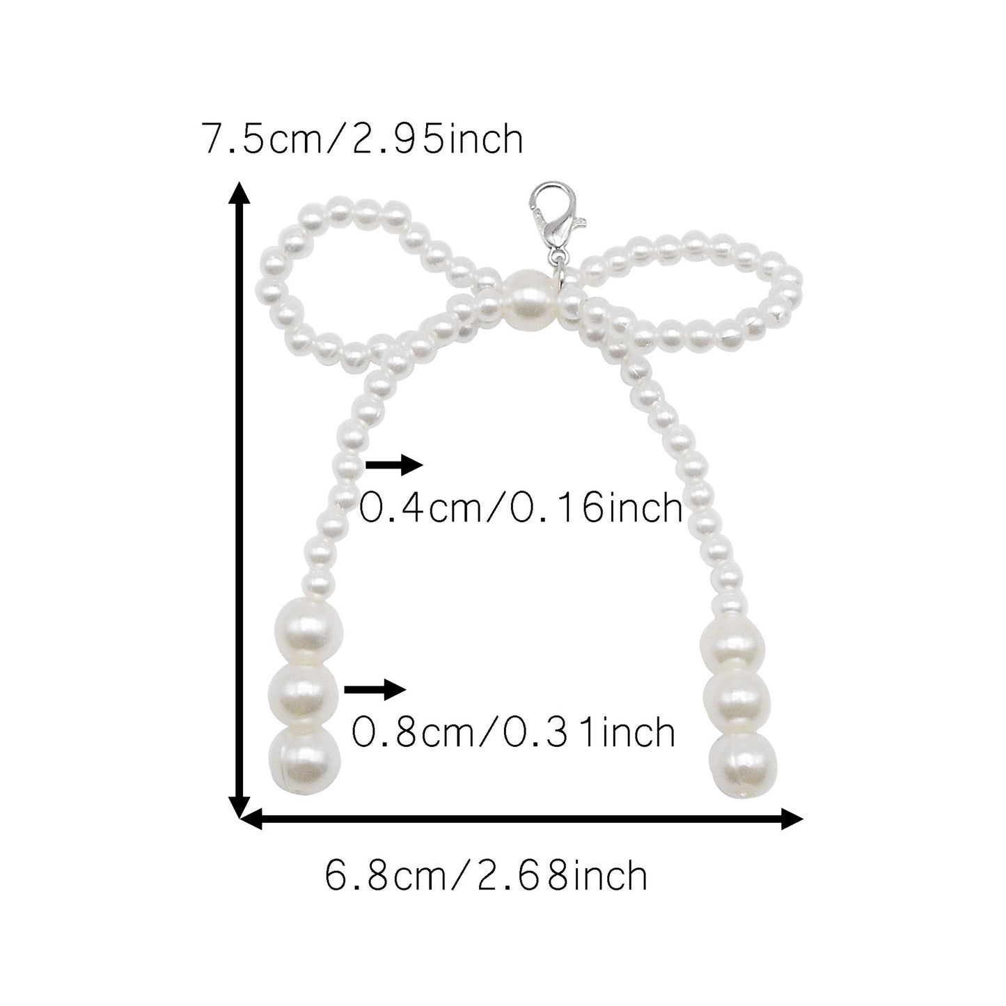 4pcs Handmade Imitation Pearl Bowknot Pendant with Lobster Clasp Shoe Charms Shoelace Clips Keychain Dangle Jewelry Making Accessories DIY Crafts Decor