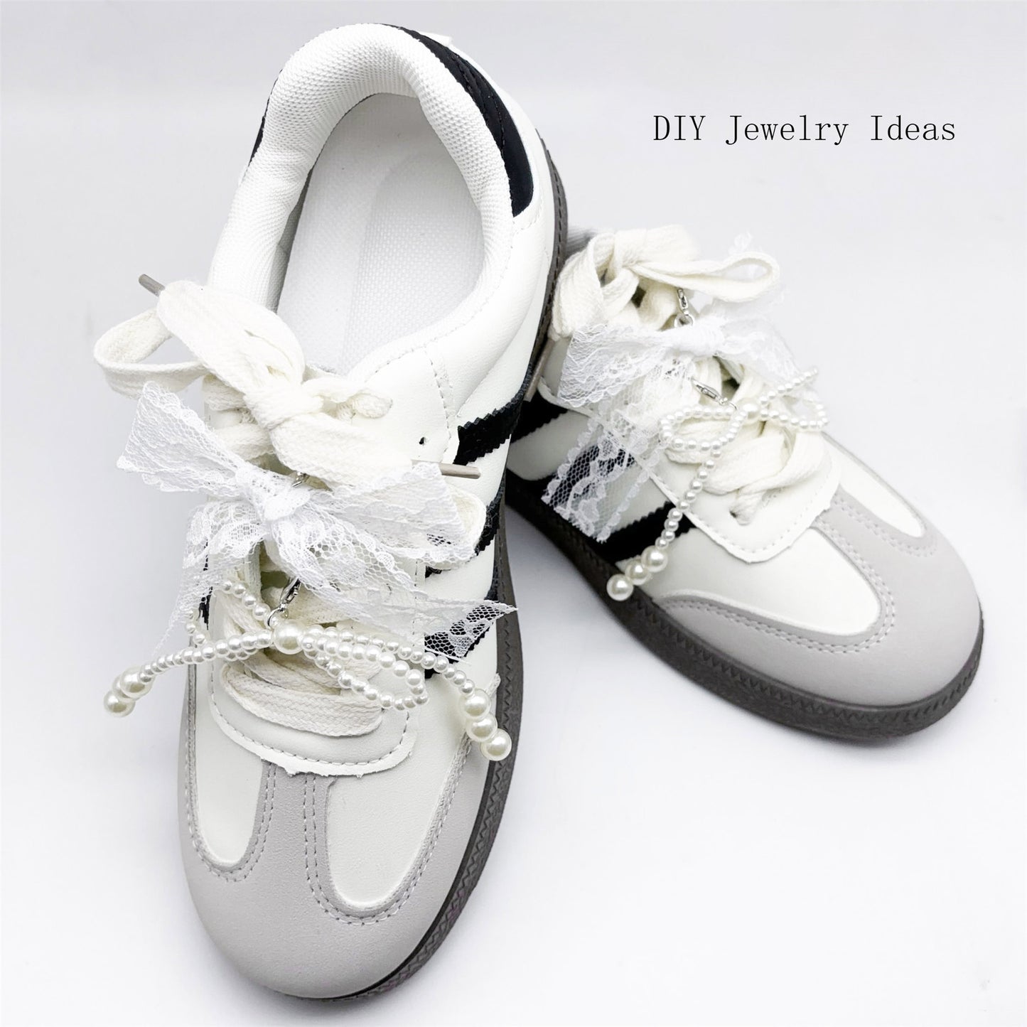 4pcs Handmade Imitation Pearl Bowknot Pendant with Lobster Clasp Shoe Charms Shoelace Clips Keychain Dangle Jewelry Making Accessories DIY Crafts Decor