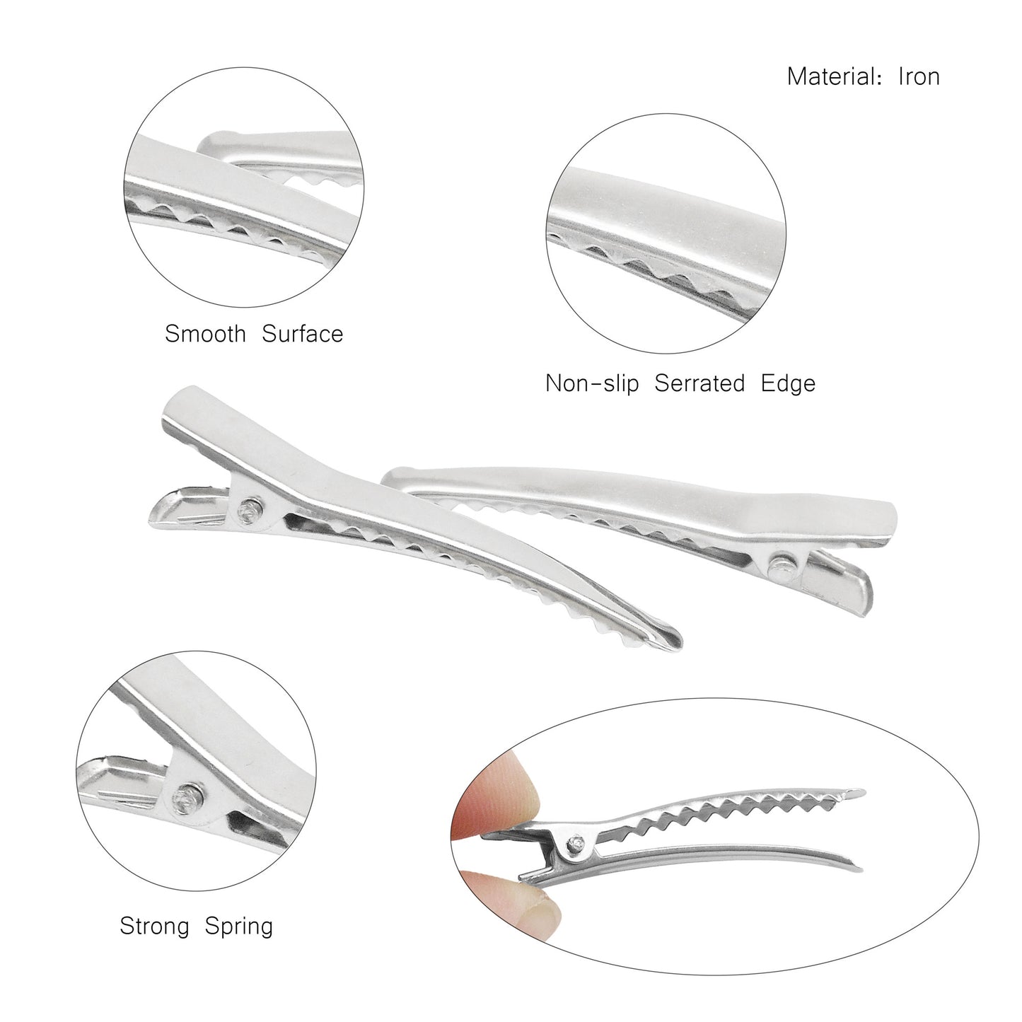 20pcs 11*44mm Iron Duckbill&Pointed Hair Clips Blank Setting Base for Embellishment DIY, Bangs&Sides Hairpins Silver Color Women Hair Styling Tool Accessories for Salon & Daily Use