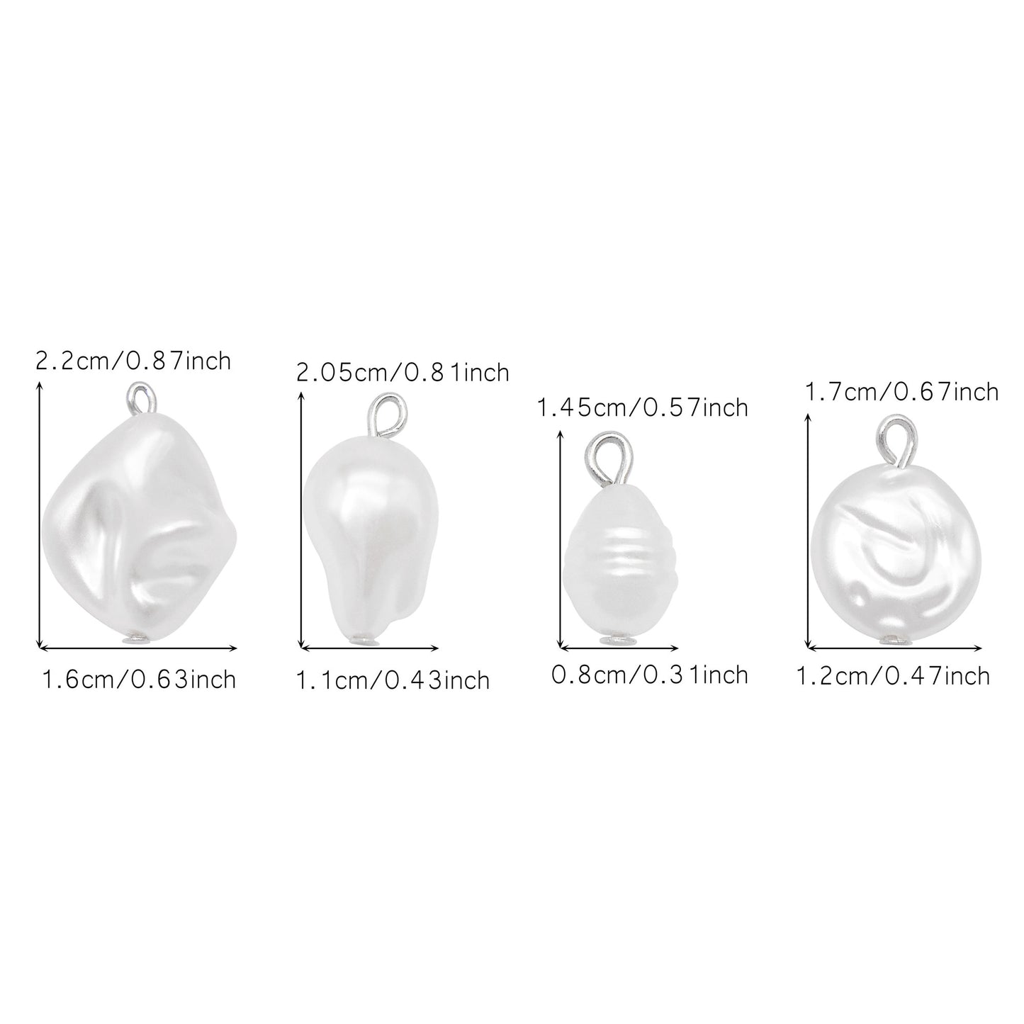 8pcs High-Gloss Irregular Imitation Pearl Charms White Plastic Pendant Jewelry Making Accessories Necklace Bracelet Earring Decoration Crafts Decor