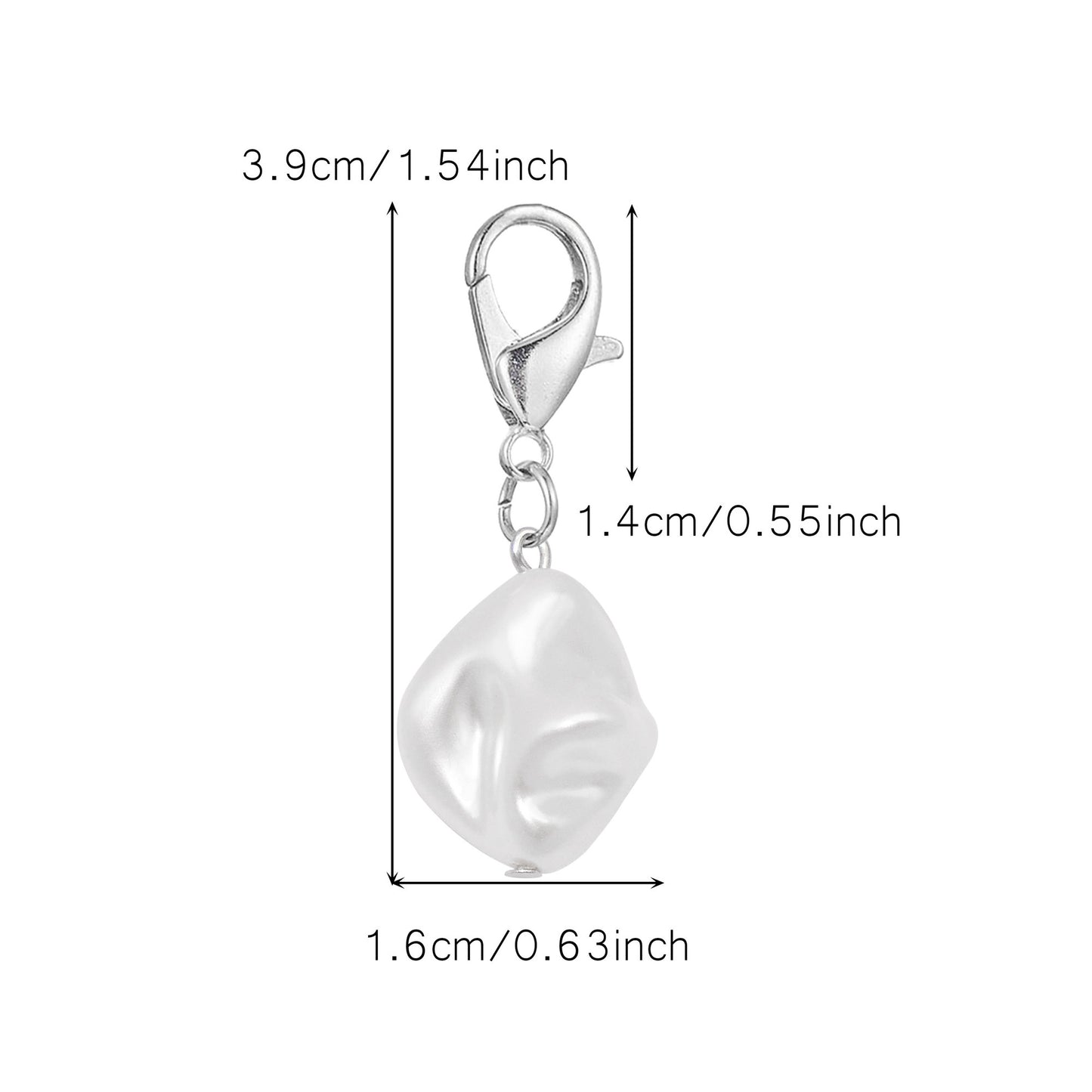 8pcs High-Gloss White Irregular Faux Pearl Pendants with Alloy Lobster Claw Clasp Plastic Shoe Charms Keychains Dangle Jewelry Making Accessories Bag Purse Clothes Decor