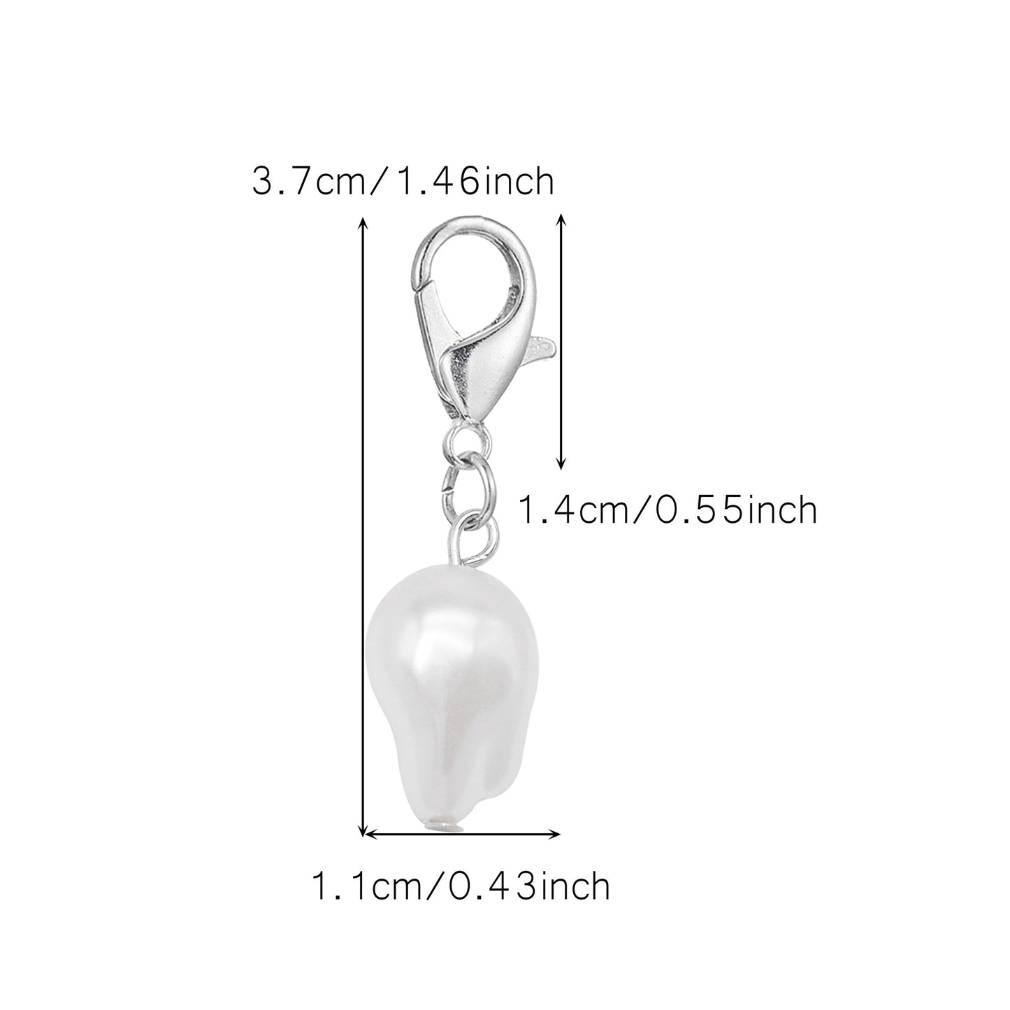 8pcs High-Gloss White Irregular Faux Pearl Pendants with Alloy Lobster Claw Clasp Plastic Shoe Charms Keychains Dangle Jewelry Making Accessories Bag Purse Clothes Decor
