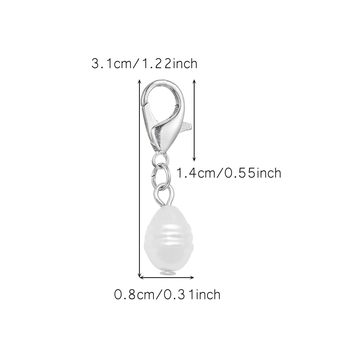 8pcs High-Gloss White Irregular Faux Pearl Pendants with Alloy Lobster Claw Clasp Plastic Shoe Charms Keychains Dangle Jewelry Making Accessories Bag Purse Clothes Decor