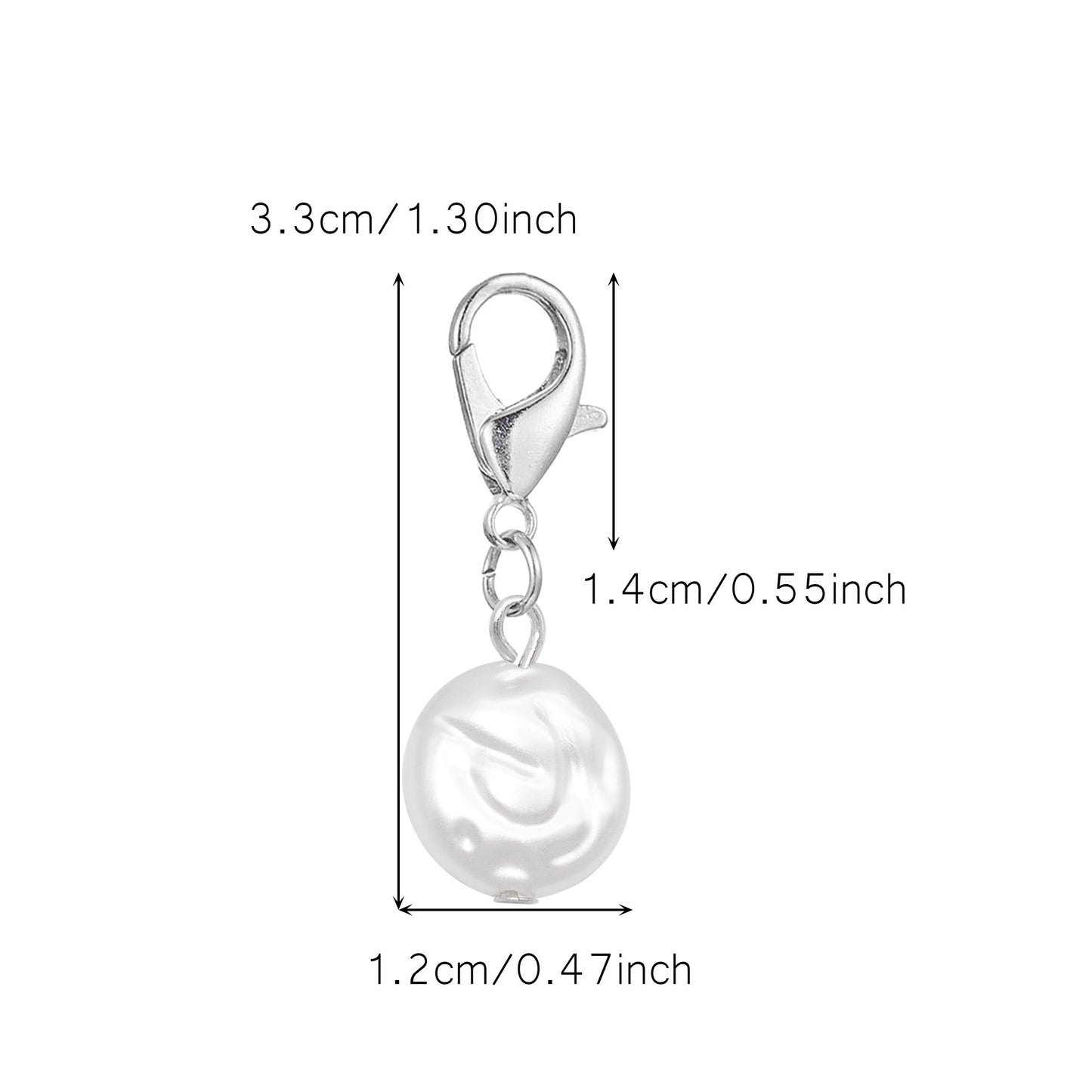 8pcs High-Gloss White Irregular Faux Pearl Pendants with Alloy Lobster Claw Clasp Plastic Shoe Charms Keychains Dangle Jewelry Making Accessories Bag Purse Clothes Decor