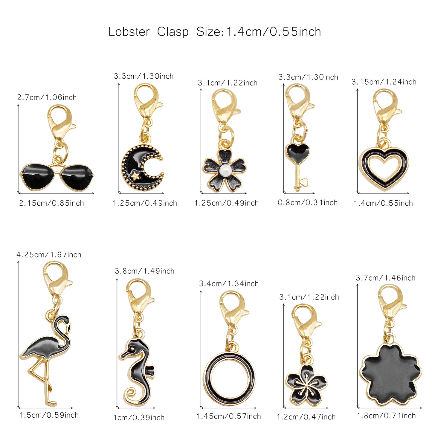 10pcs Handmade Alloy Enamel Flower Animal Fruit Heart Pendants with Lobster Clasp Cute Shoe Charms Jewelry Accessories Keychain Keyring Dangles Bags Purses Clothes Decor Hair Decoration