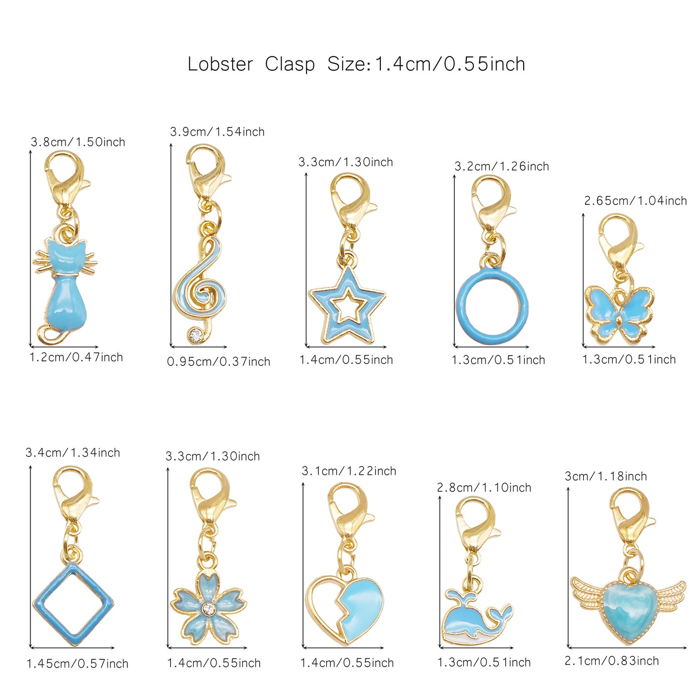 10pcs Handmade Alloy Enamel Flower Animal Fruit Heart Pendants with Lobster Clasp Cute Shoe Charms Jewelry Accessories Keychain Keyring Dangles Bags Purses Clothes Decor Hair Decoration