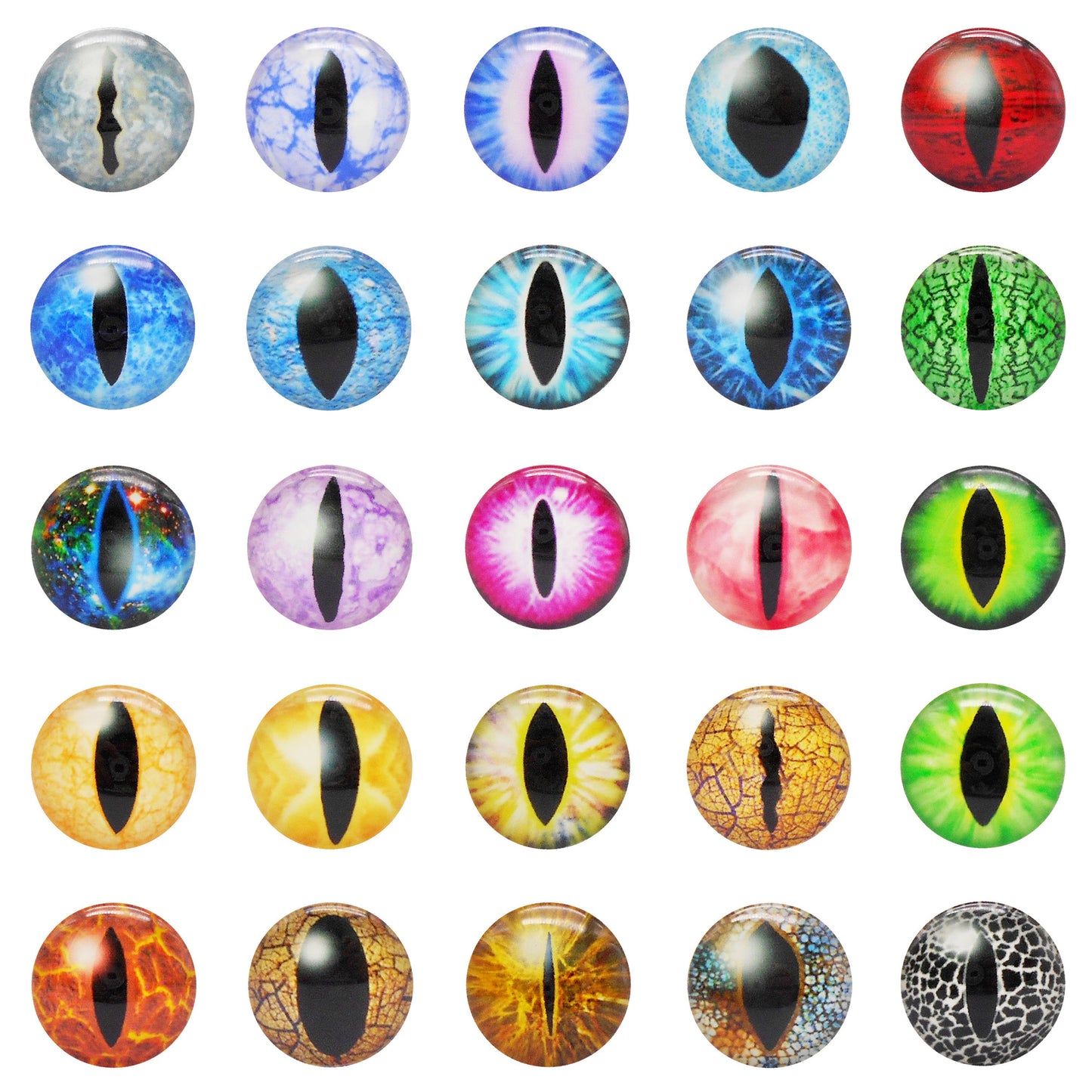 5 or 15 Pairs Glass Animal Eyes Glow in Dark Dragon Eye 12mm 25mm 30mm Flat Back Scrapbook Cabochons Vertical Pupil Luminous Cat Lizard Frog Eyes DIY Making Accessories