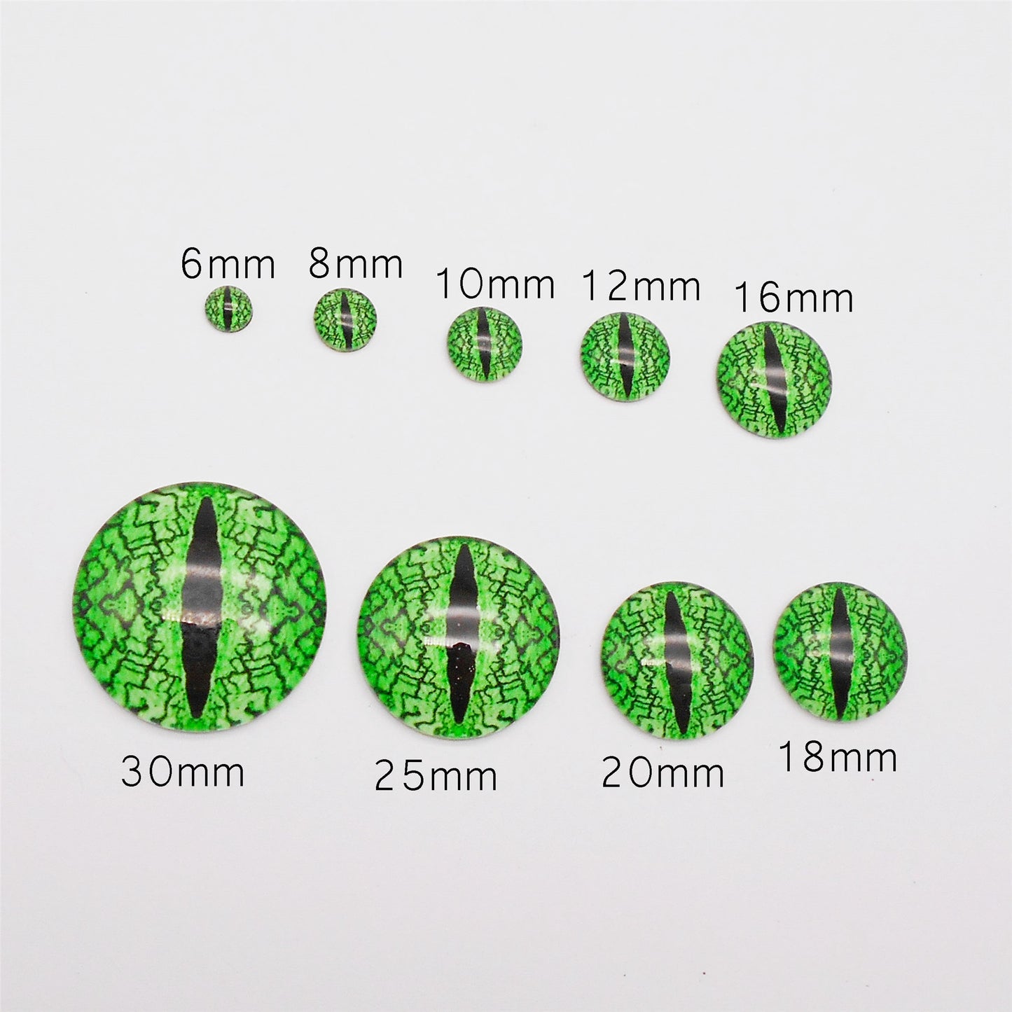 5 or 15 Pairs Glass Animal Eyes Glow in Dark Dragon Eye 12mm 25mm 30mm Flat Back Scrapbook Cabochons Vertical Pupil Luminous Cat Lizard Frog Eyes DIY Making Accessories