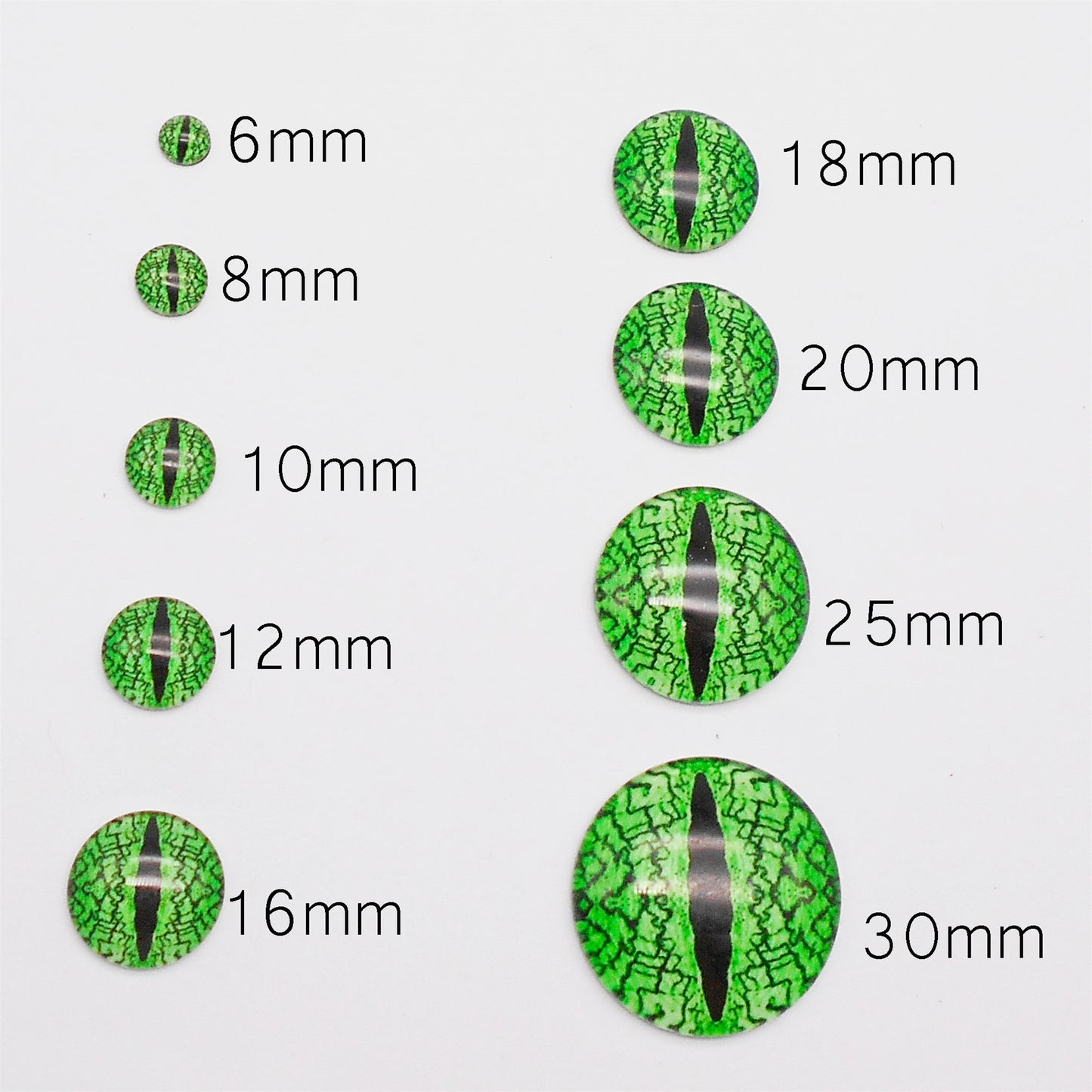 20Pcs 10 Pairs Luminous Dragon Eye Cat Eye 16mm 18mm 20mm Handmade Photo Glass Cabochons Dome Flat Back Animal Safety Eyes DIY Doll Toy Jewelry Making Accessories