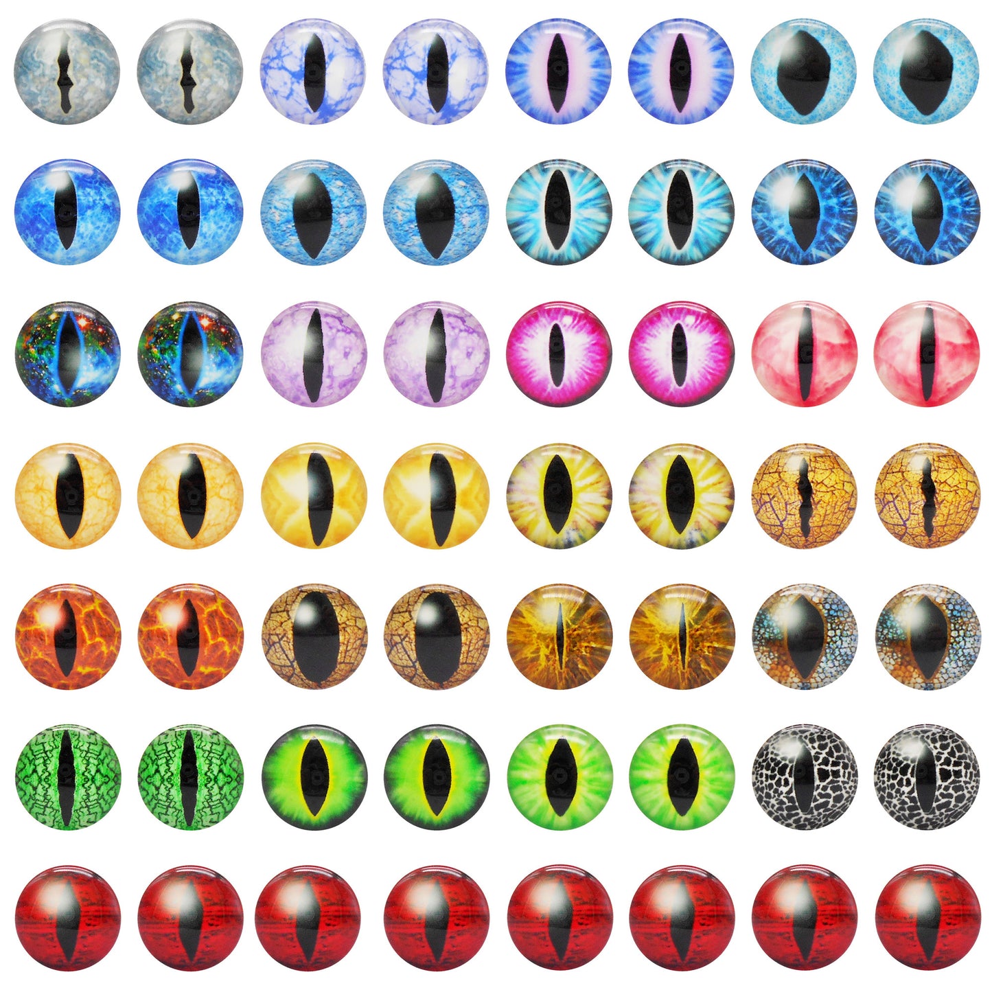 5 or 15 Pairs Glass Animal Eyes Glow in Dark Dragon Eye 12mm 25mm 30mm Flat Back Scrapbook Cabochons Vertical Pupil Luminous Cat Lizard Frog Eyes DIY Making Accessories