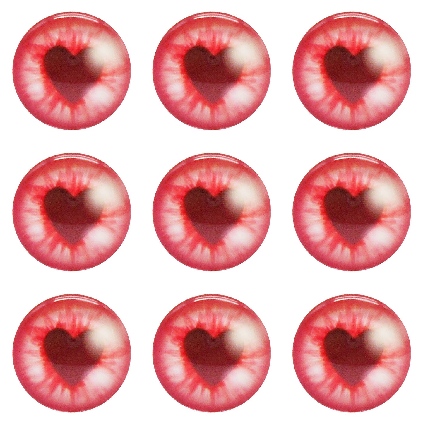 10 or 15 Pairs Heart & Round Pupil Animal Toy Eyes Luminous Glass Dragon Eyes Dome Scrapbook Cabochons DIY Making Accessories 12/16/18/20mm