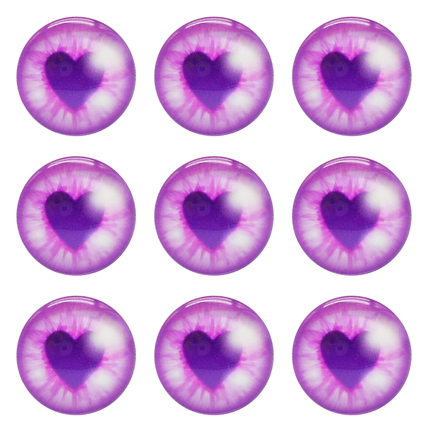 10 or 15 Pairs Heart & Round Pupil Animal Toy Eyes Luminous Glass Dragon Eyes Dome Scrapbook Cabochons DIY Making Accessories 12/16/18/20mm