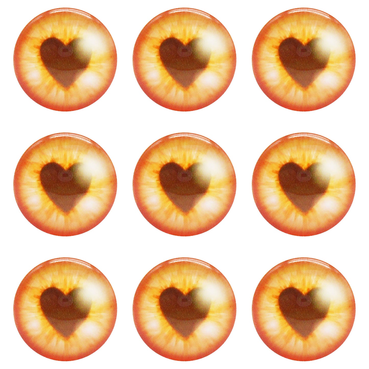 10 or 15 Pairs Heart & Round Pupil Animal Toy Eyes Luminous Glass Dragon Eyes Dome Scrapbook Cabochons DIY Making Accessories 12/16/18/20mm