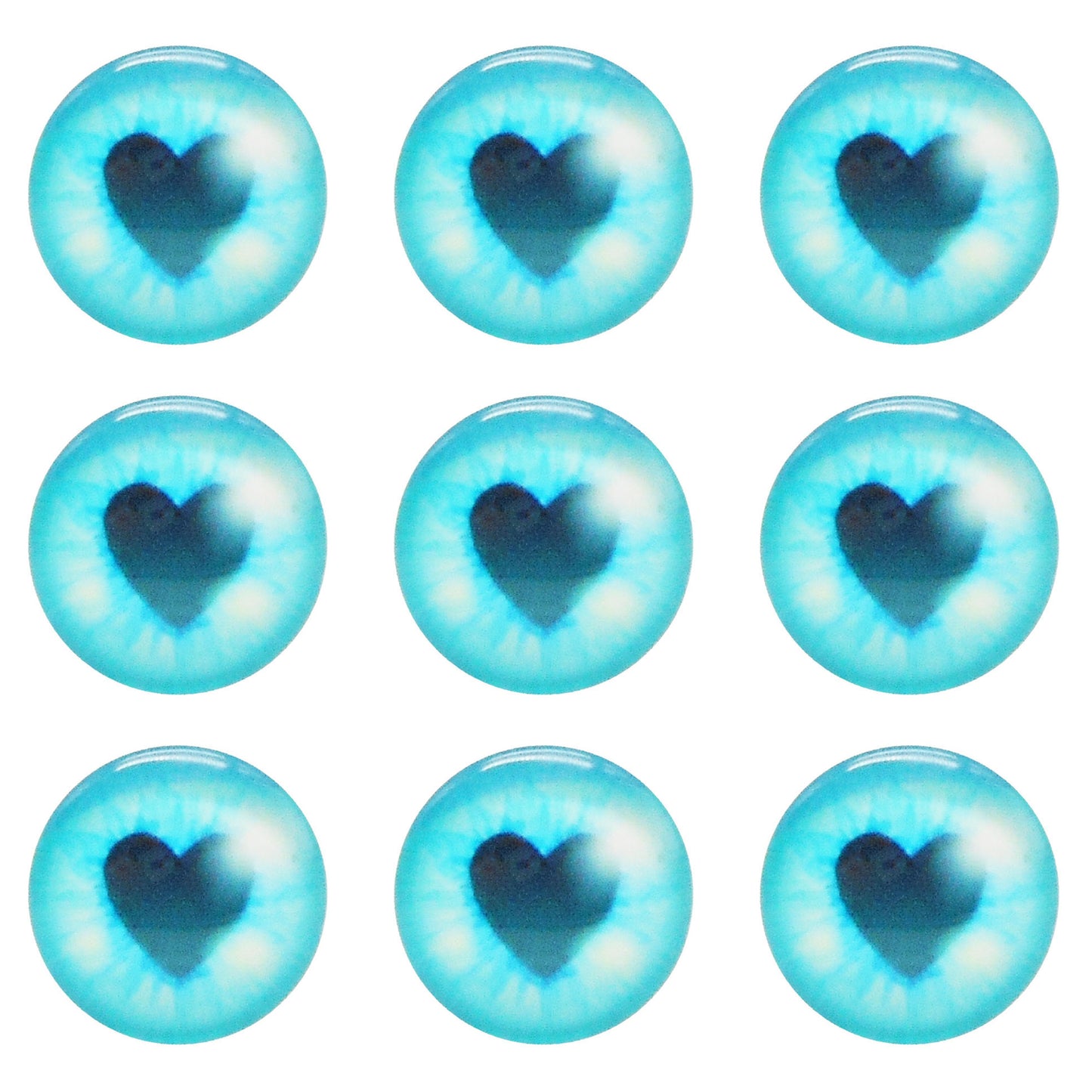 25 Pairs Luminous Glass Dragon Eyes 6mm 8mm 10mm Heart & Round Pupil Animal Safety Eyes Dome Handmade Scrapbook Photo Cabochons Glow in Dark Human Doll Eyes Flat Back DIY Jewelry Doll Toy Making Accessories