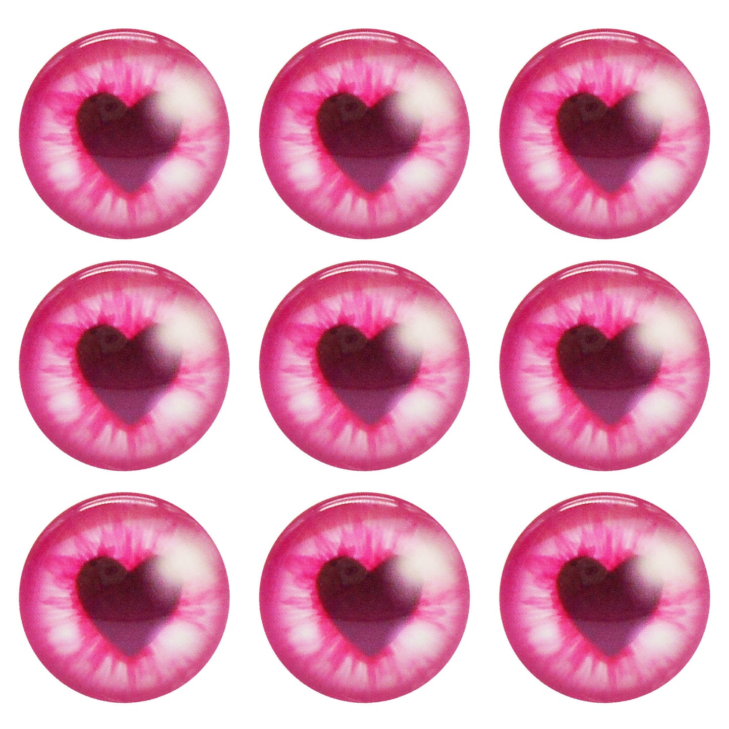 10 or 15 Pairs Heart & Round Pupil Animal Toy Eyes Luminous Glass Dragon Eyes Dome Scrapbook Cabochons DIY Making Accessories 12/16/18/20mm