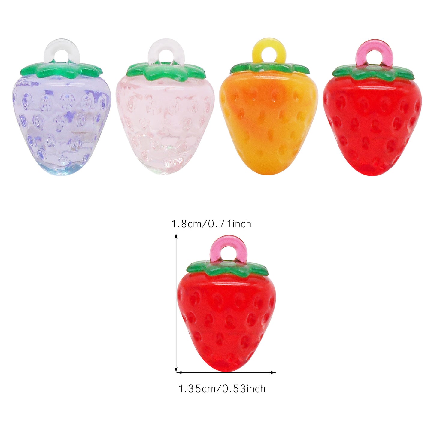 12PCS 18x13.5mm Resin Strawberry Charms 3D Fruit Pendants for Jewelry Making Accessories DIY Crafts Necklace Bracelet Earrings Decor