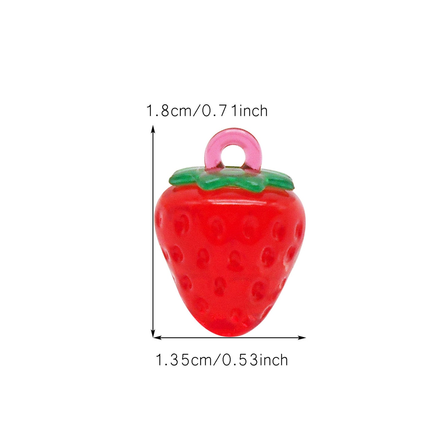 12PCS 18x13.5mm Resin Strawberry Charms 3D Fruit Pendants for Jewelry Making Accessories DIY Crafts Necklace Bracelet Earrings Decor