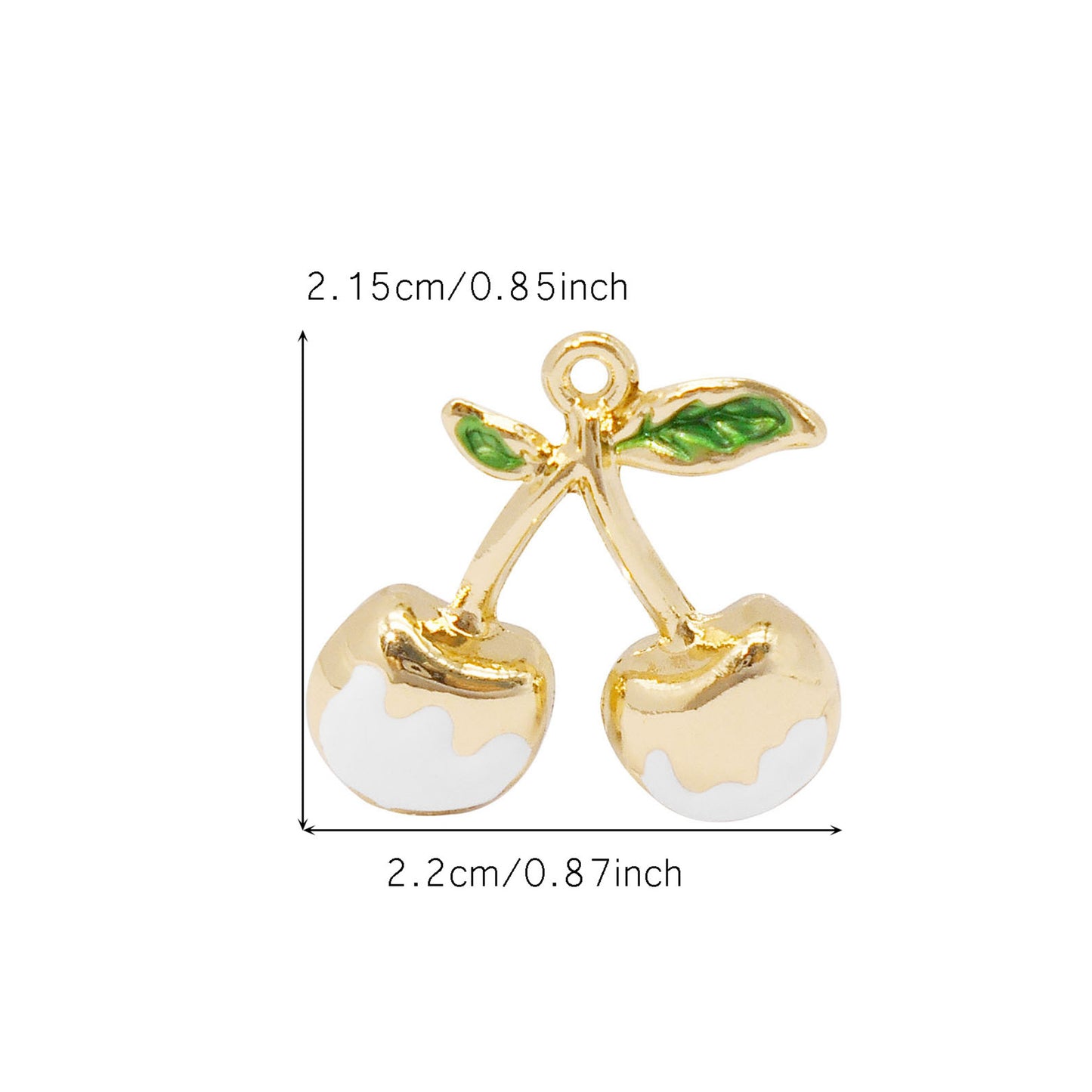 2PCS 21.5x22mm Red & White Enamel Cherry Charms Gold-Toned Alloy 3D Fruit Cherry Pendants Jewelry Making Accessories for Necklace Bracelet Earrings Decor, DIY Crafts Supplies