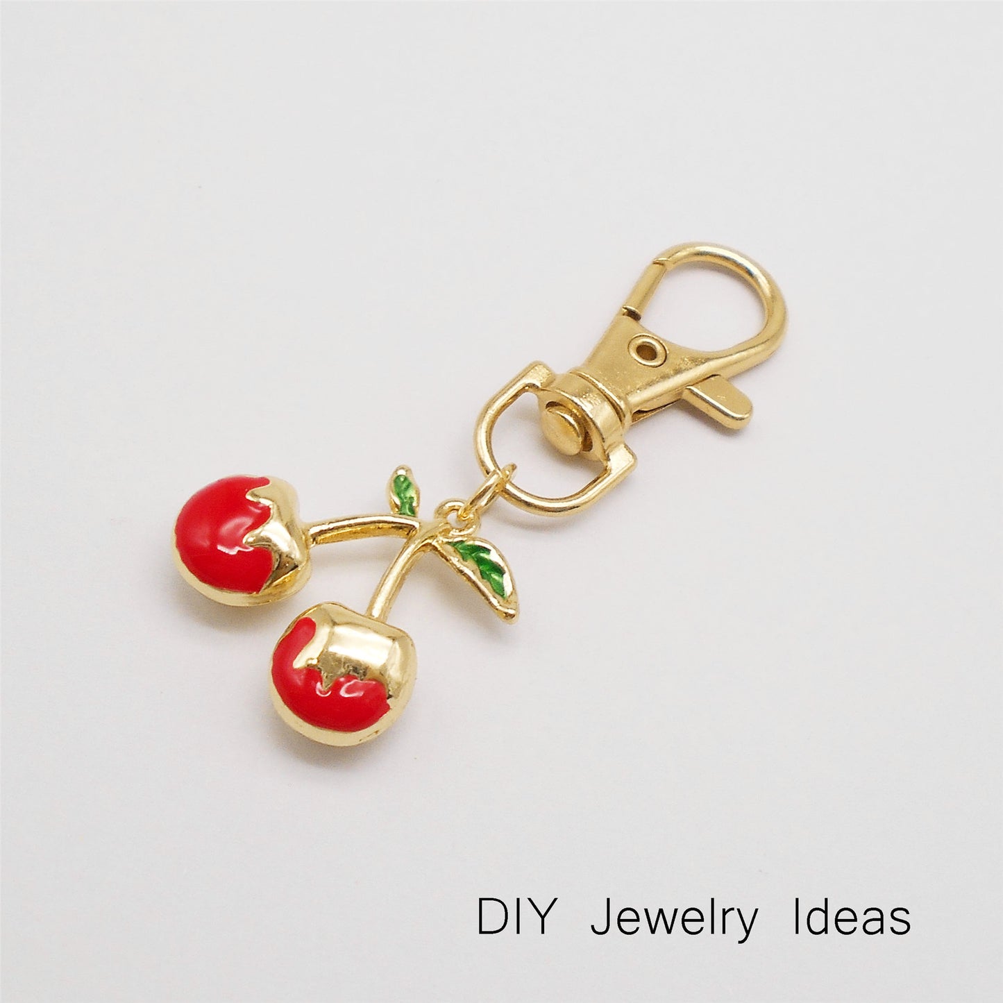 2PCS 21.5x22mm Red & White Enamel Cherry Charms Gold-Toned Alloy 3D Fruit Cherry Pendants Jewelry Making Accessories for Necklace Bracelet Earrings Decor, DIY Crafts Supplies