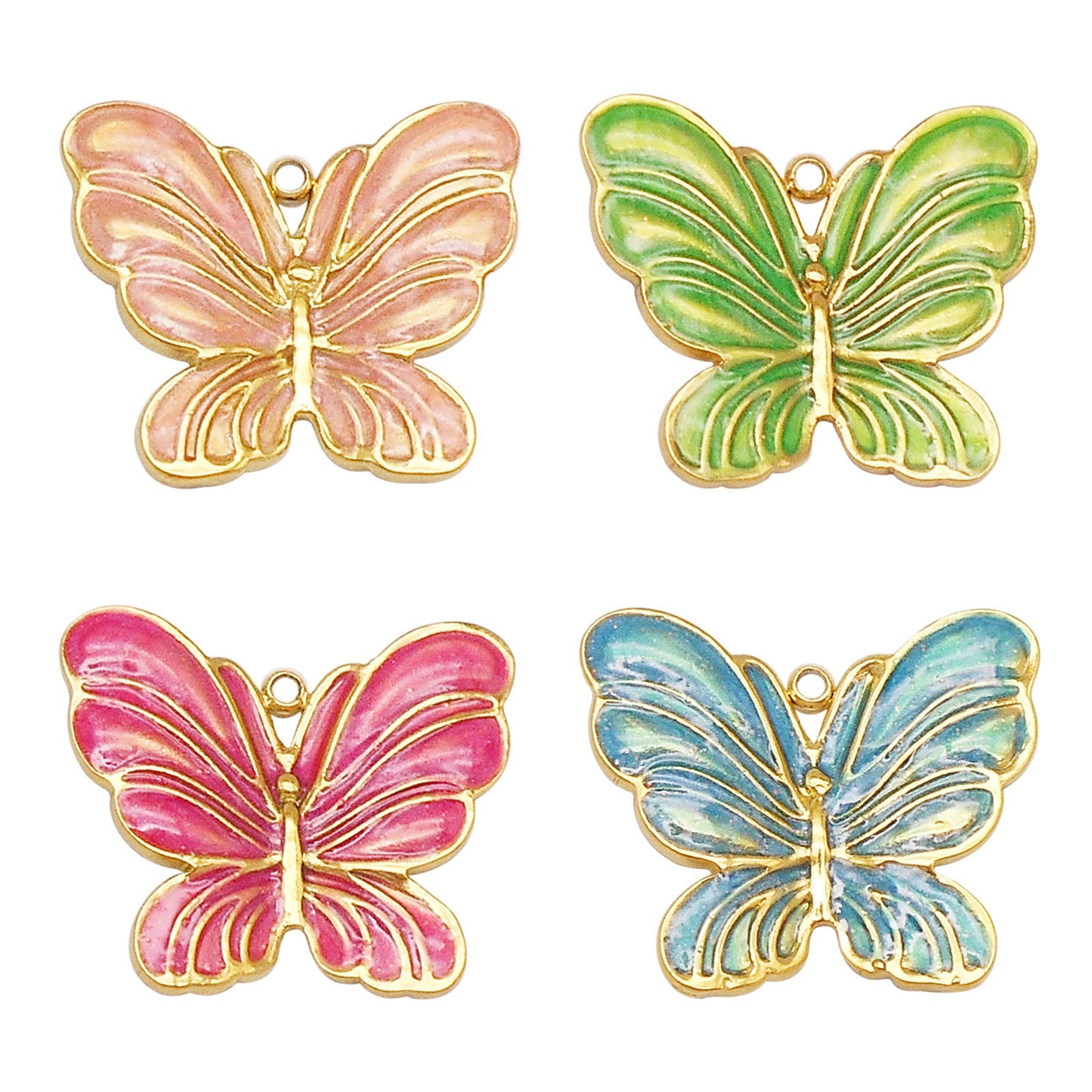 1 Piece 20.5x24mm High-Gloss Enamel Finish Butterfly Pendant Stainless Steel Insect Butterfly Charms for Jewelry Making Supplies DIY Crafts Decor