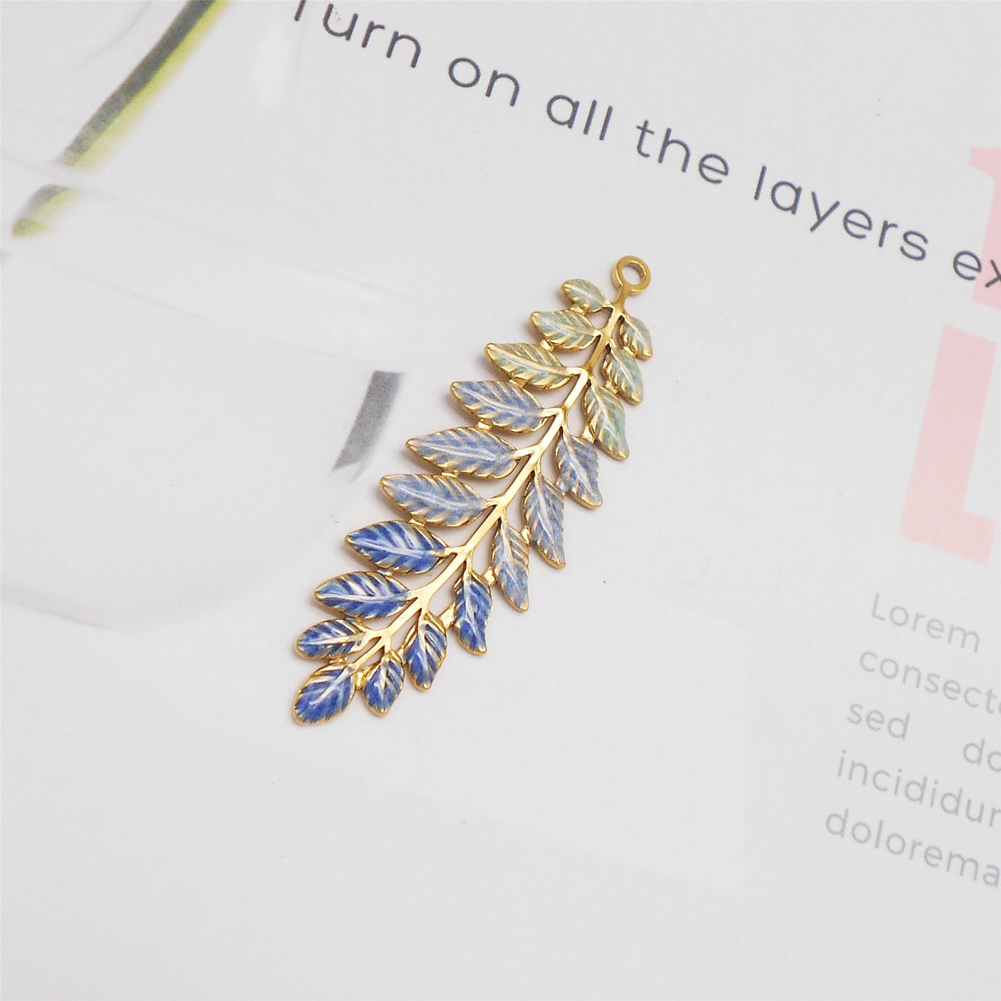 1 Piece 60x20mm Weeping Willow Leaf Charms Stainless Steel Enamel Pendants for DIY Jewelry Making, Crafts & Keychain Supplies