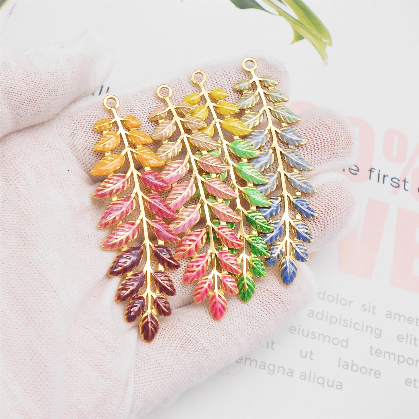 1 Piece 60x20mm Weeping Willow Leaf Charms Stainless Steel Enamel Pendants for DIY Jewelry Making, Crafts & Keychain Supplies
