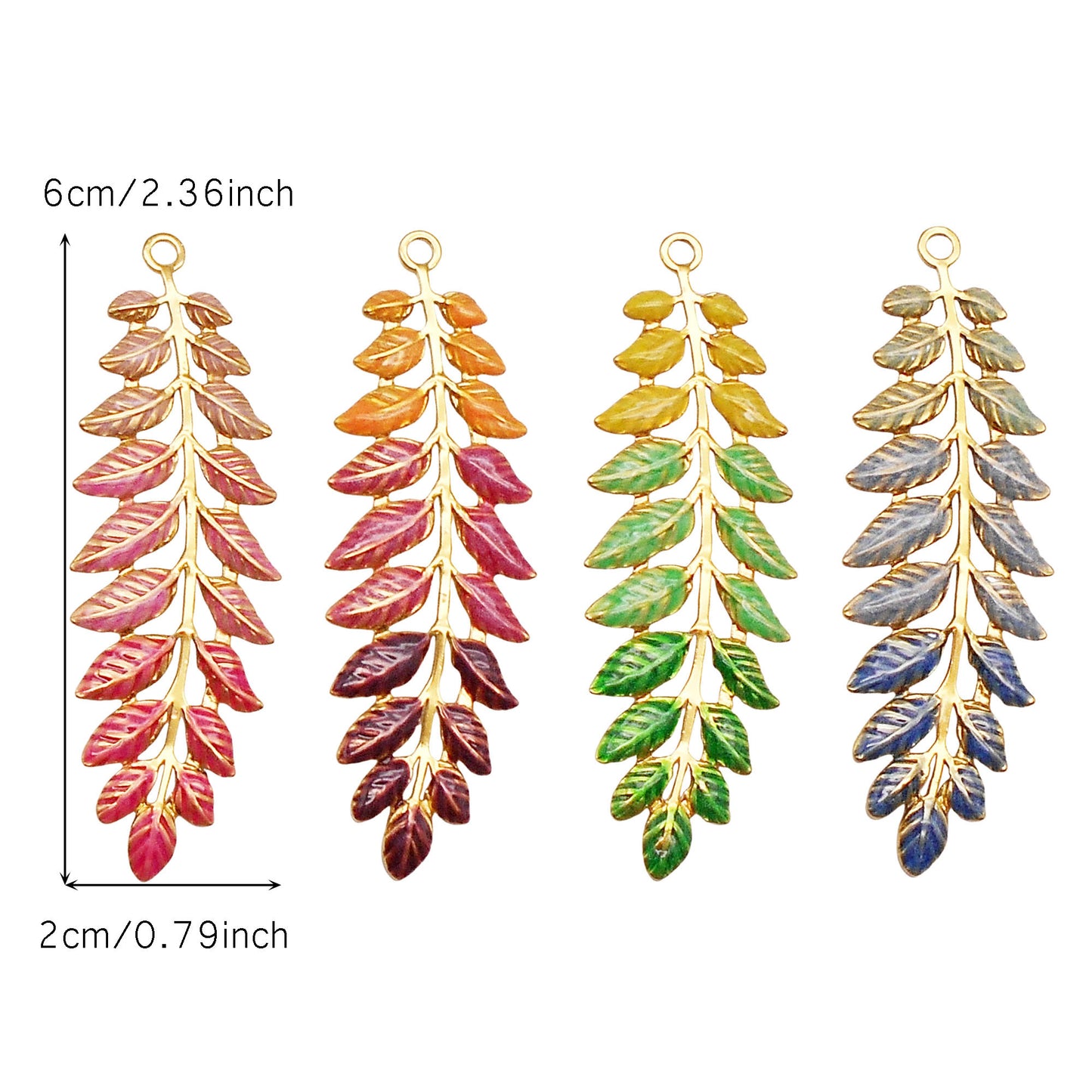 1 Piece 60x20mm Weeping Willow Leaf Charms Stainless Steel Enamel Pendants for DIY Jewelry Making, Crafts & Keychain Supplies