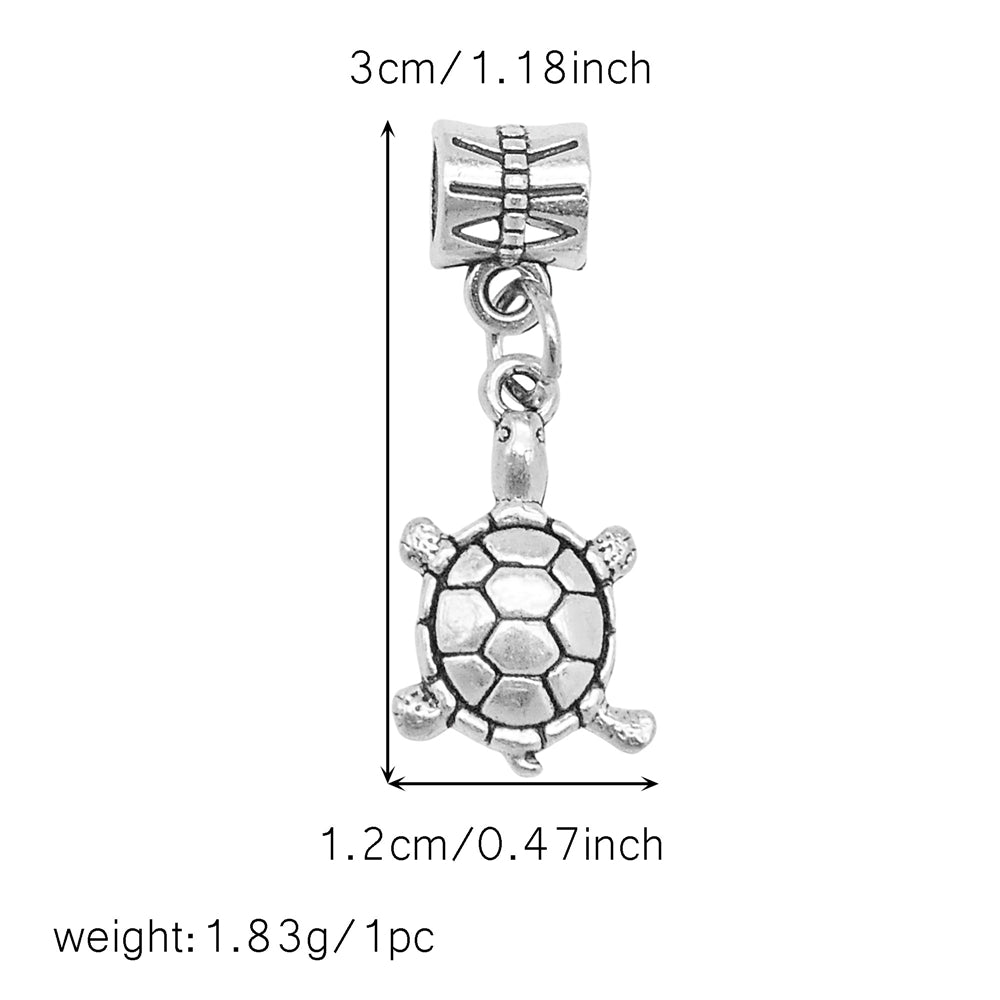 Multi-Style Retro Silver Pendant Marine Animal Heart Design Charm Bead Alloy DIY Necklace Bracelet Making Accessory Phone Chain Key Chain Decor Supplies