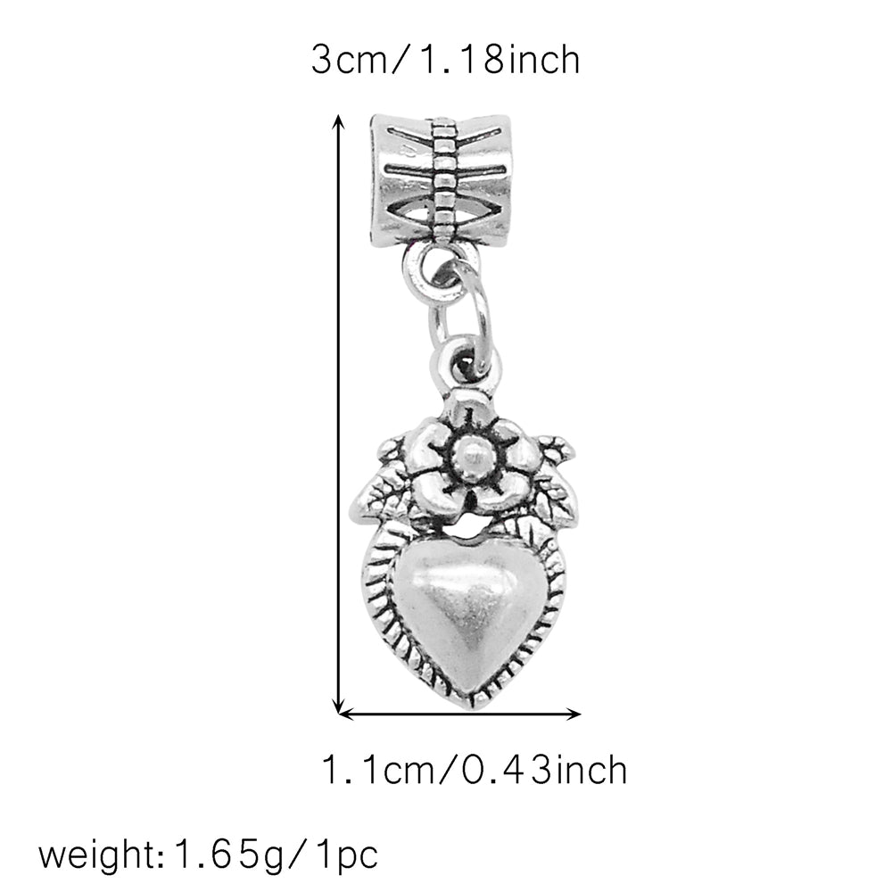 Multi-Style Retro Silver Pendant Marine Animal Heart Design Charm Bead Alloy DIY Necklace Bracelet Making Accessory Phone Chain Key Chain Decor Supplies